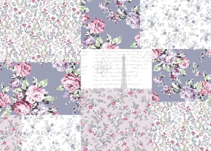 Brilliant Sunshine Roses Toile Quilt Set, 3-Piece Bedding Sets Traditional Lively Patchwork Design, Washable and Reversible Bedspread, Soft Lightweight Coverlet, All-Season, King/Cal King, Blue Pink