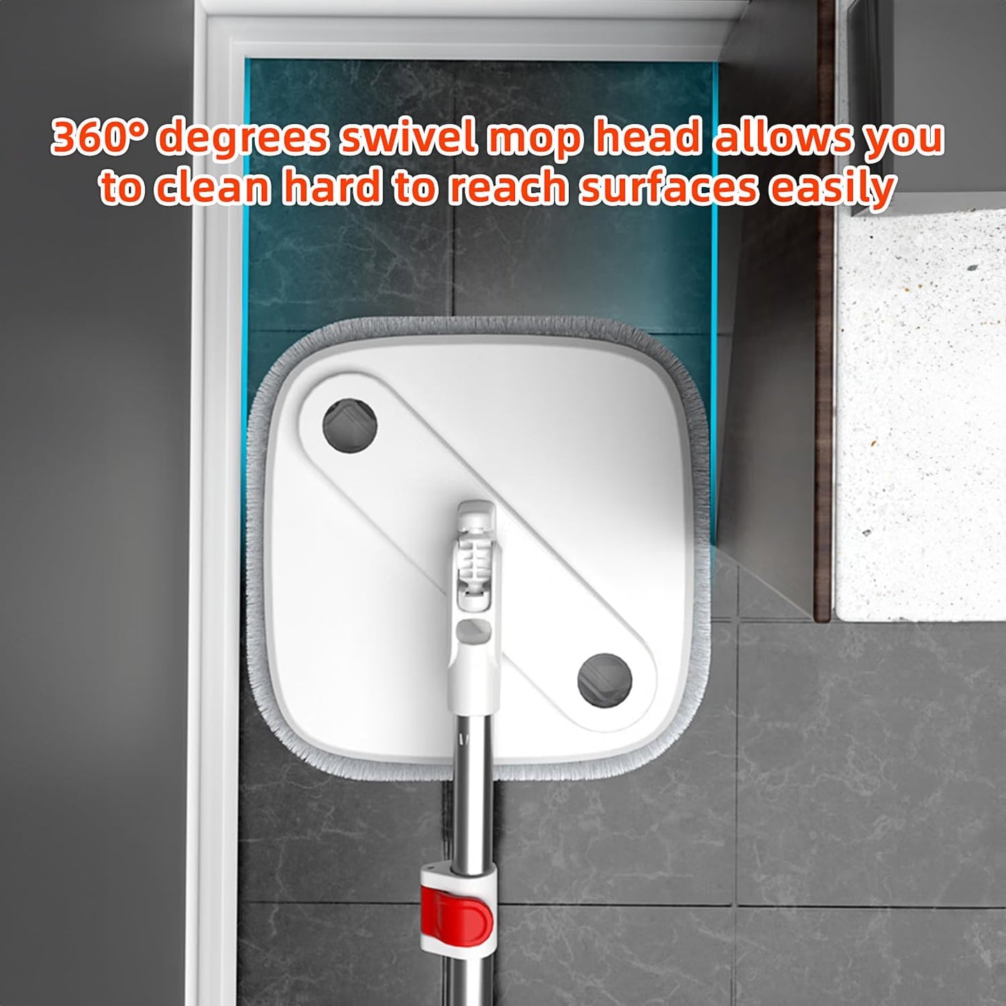 KZKR Spin Mop and Bucket Set with Self Separation Dirty and Clean Water System, Self Wringing 360° Rotating Square Mop Head for Home Floors Cleaning (1.0 Mop and Bucket Set (8 Pads))