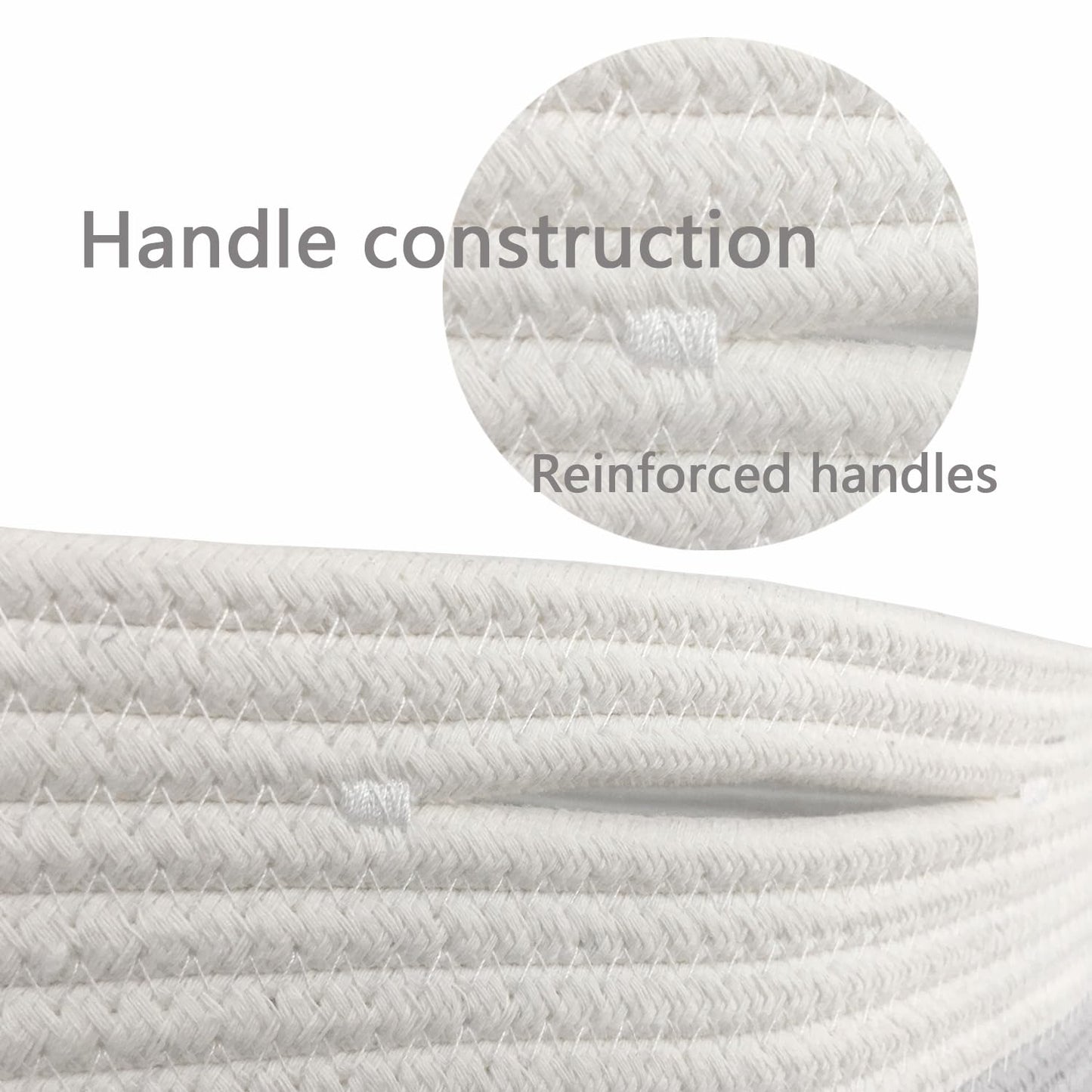 COMFY-HOMI Medium Cotton Rope Basket With Handles for Shelves|Dog Toy|Baby Gift Basket Empty for Organizing|NEW Generation 13.5" x 11" x 9.5" Living Room (Navy Blue)