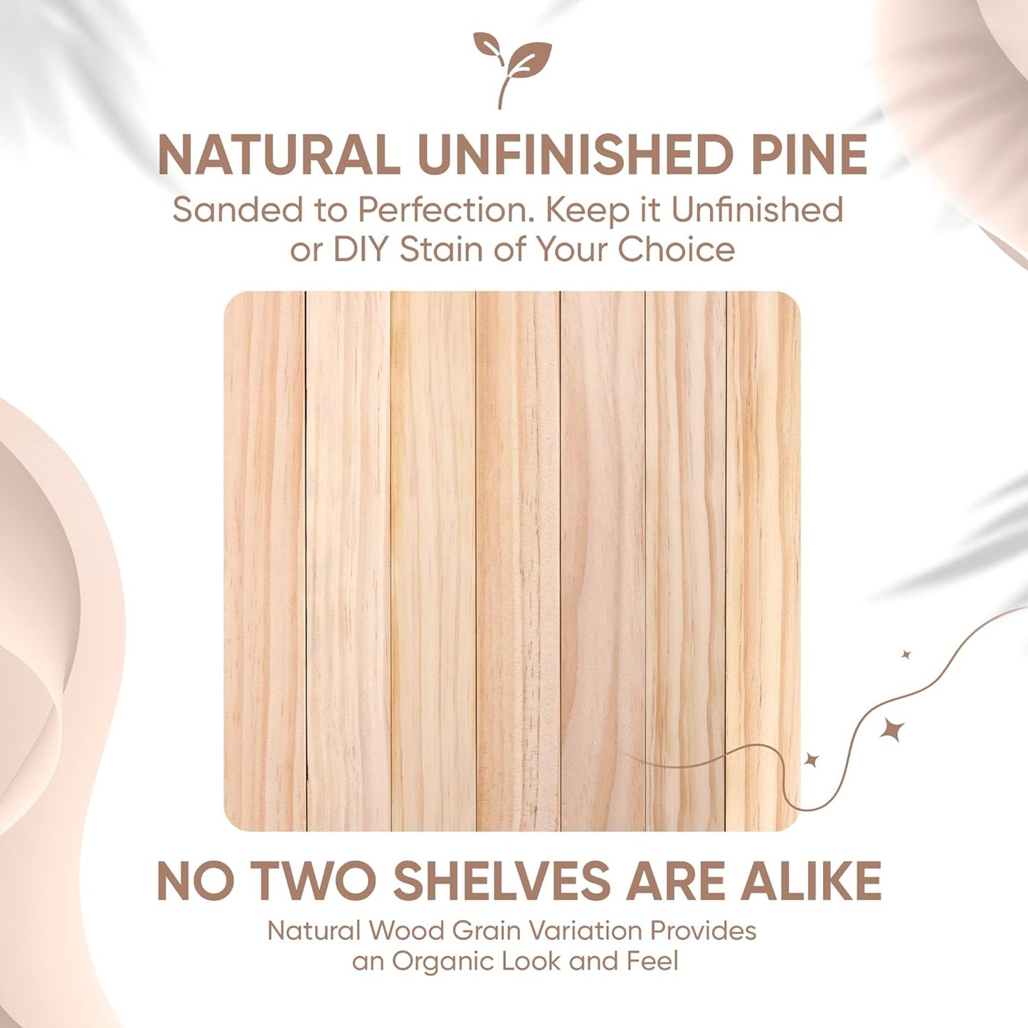 Homeforia 18 inch Wood Floating Shelves, High End Solid Natural Wood 18inch Floating Shelf for Wall Mounted, Unfinished Wooden 18in Floating Shelves, Heavy Duty Bracket, 18 X 6.5 X 1.75 inch, Set of 2