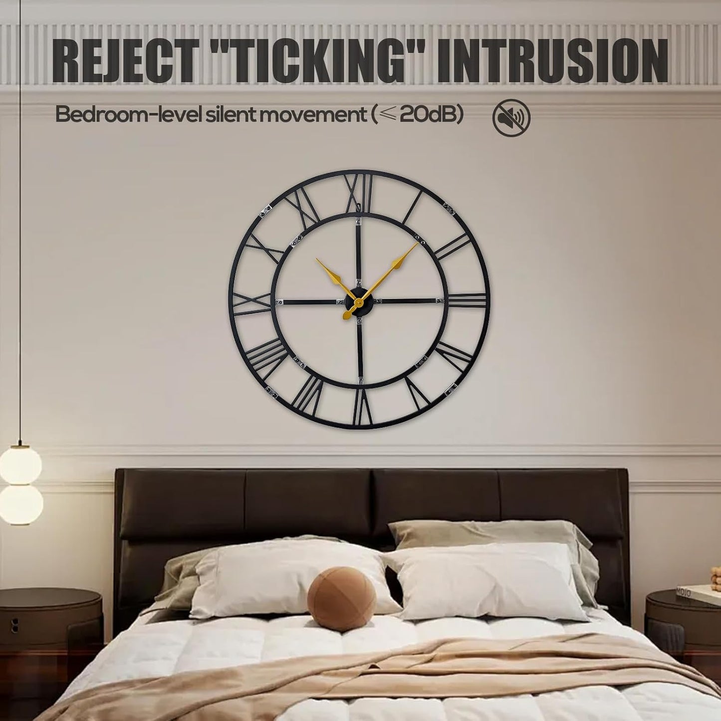 Large Wall Clock for Living Room Decor – 32 Inch Silent Non-Ticking Modern Farmhouse Wall Clock, Oversized Decorative Metal Roman Numeral Clock