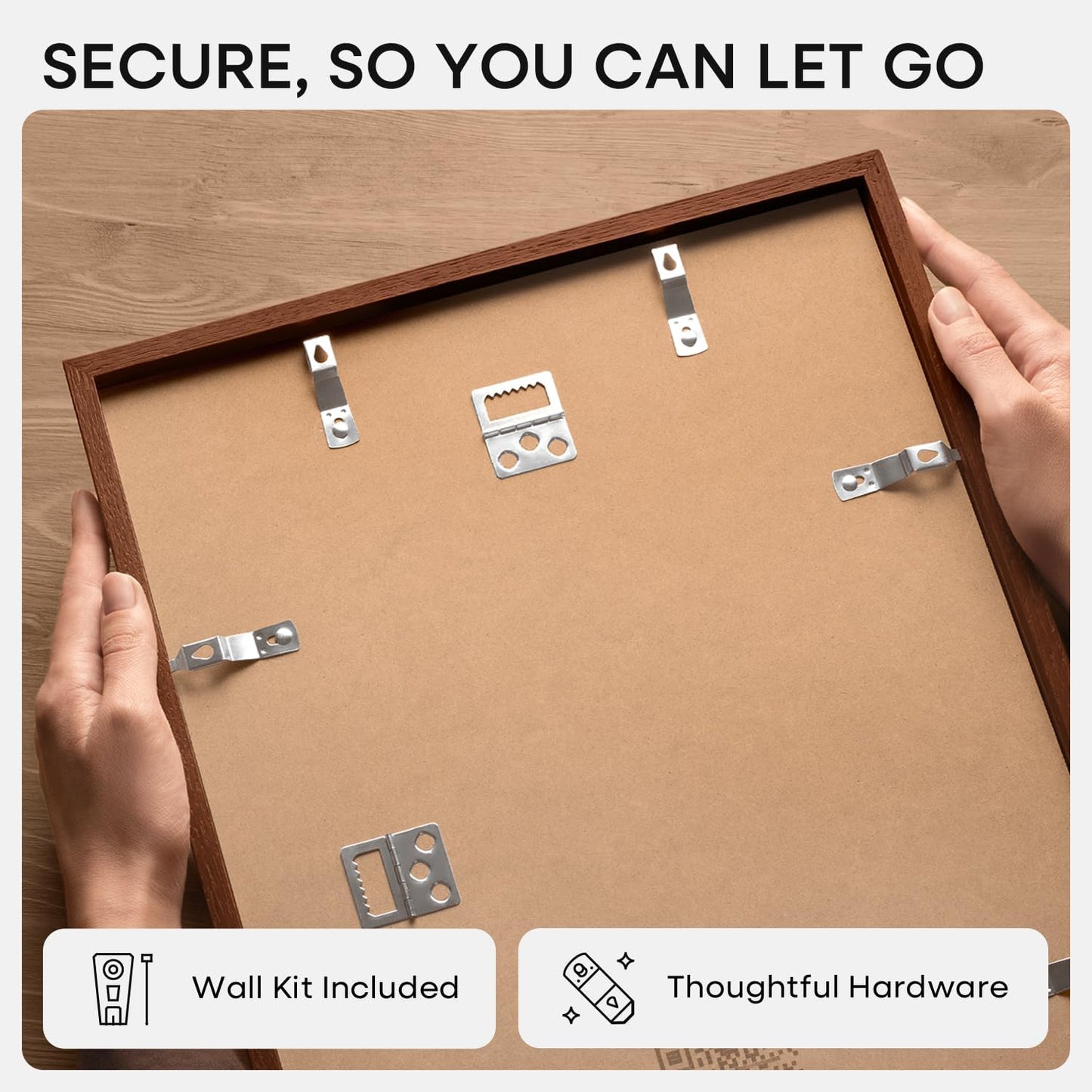 Homeforia 20x20 Brown Picture Frame, High End Dark Oak 20 x 20 Square Wood Frame with Mat 16 x 16 for Photo, 20by20 Wooden Walnut Poster Frame Matted to 16x16 Print, Tempered Glass, Wall Kit, Set of 1