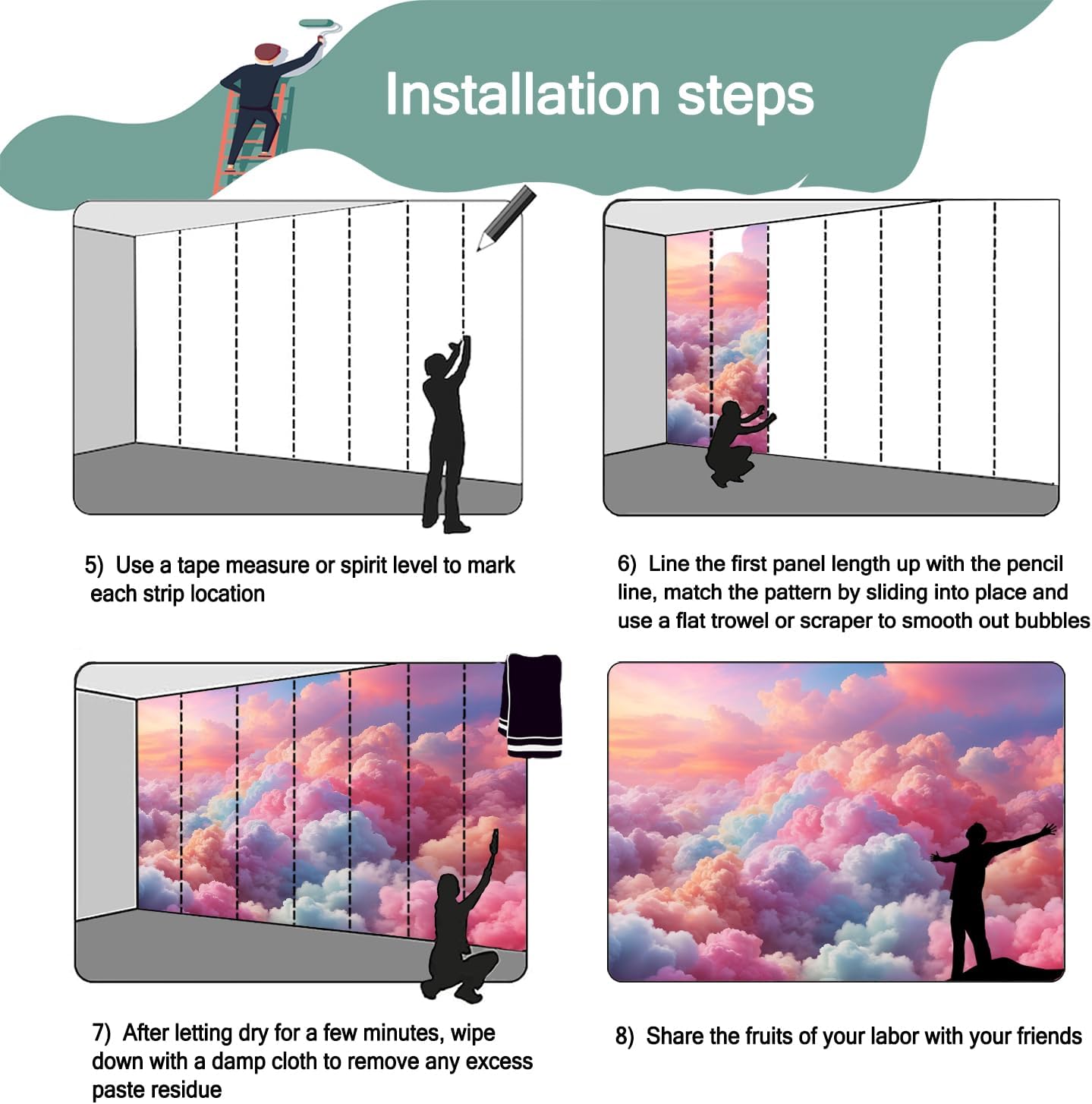 -Colorful Cloud Nursery Wallpaper XT23 L 180" x 115"