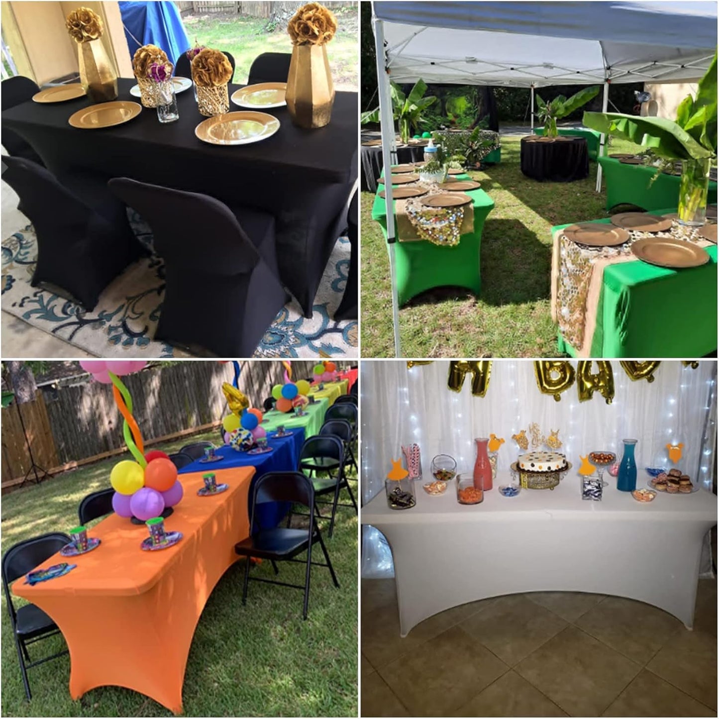 2Pack Spandex Waterproof Rectangular Tablecloths, 6FT, Turquoise, Stretchable, Stain Resistant, All-Season, Party, Wedding, Banquet, Events