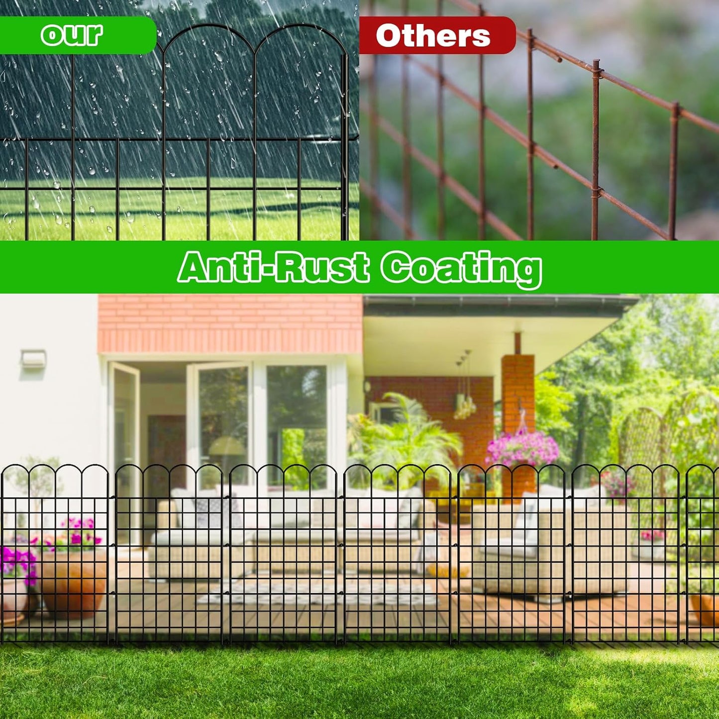 12 Panels Tall Decorative Garden Fence, 40 in(H) X 26 ft(L) No Dig Garden Dog Fence Animal Barrier, Rustproof Metal Wire Panel Border Fencing for Yard, Flower Vegetable Bed, Patio and Outdoor Decor