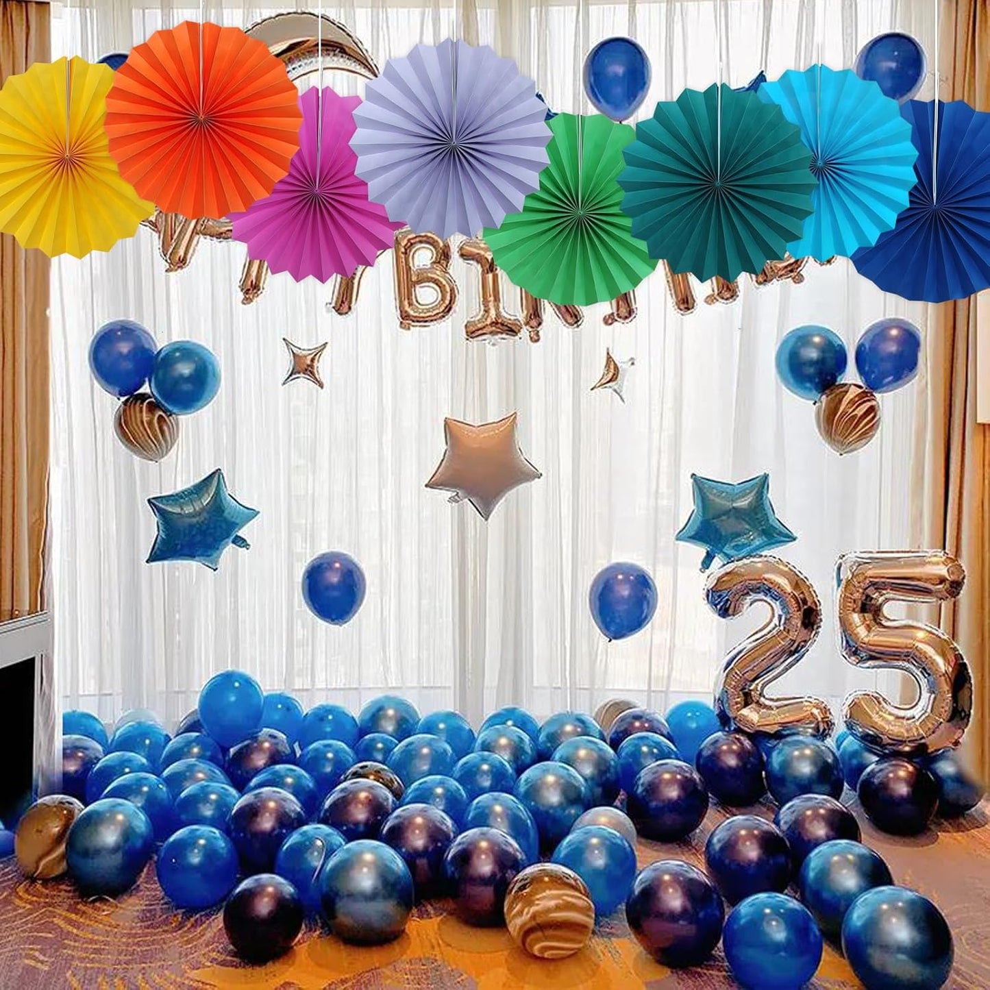 Morange Party Decorations,,Halloween Decor Events Accessories,Orange Birthday Decorations,Sunset Party Decorations,Party Fans 30 Color DIY Set (Morange)