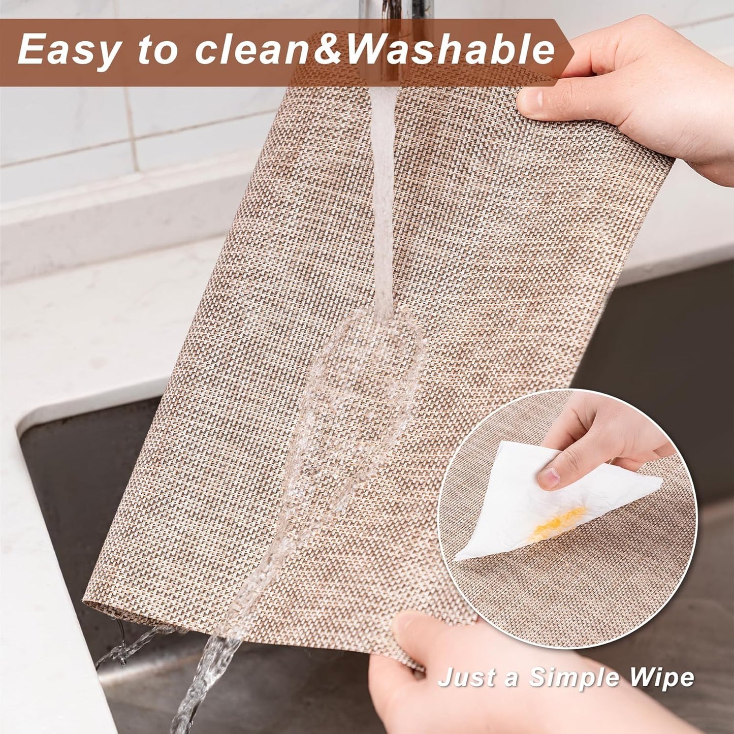 CADONO Placemats Set of 6 Washable Indoor/Outdoor Vinyl Place Mats for Dining Table Durable Non-Slip Heat Resistant PVC Weave Table Mats(Ocean Geode)