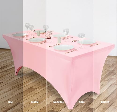 Utopia Kitchen 6FT Spandex Tablecloth [1 Pack, Pink] 200 GSM Stretch, Fitted, Washable and Wrinkle Resistant Table Cloth Rectangle Cover for Trade Shows, Wedding, Parties [72Lx30Wx30H Inch]