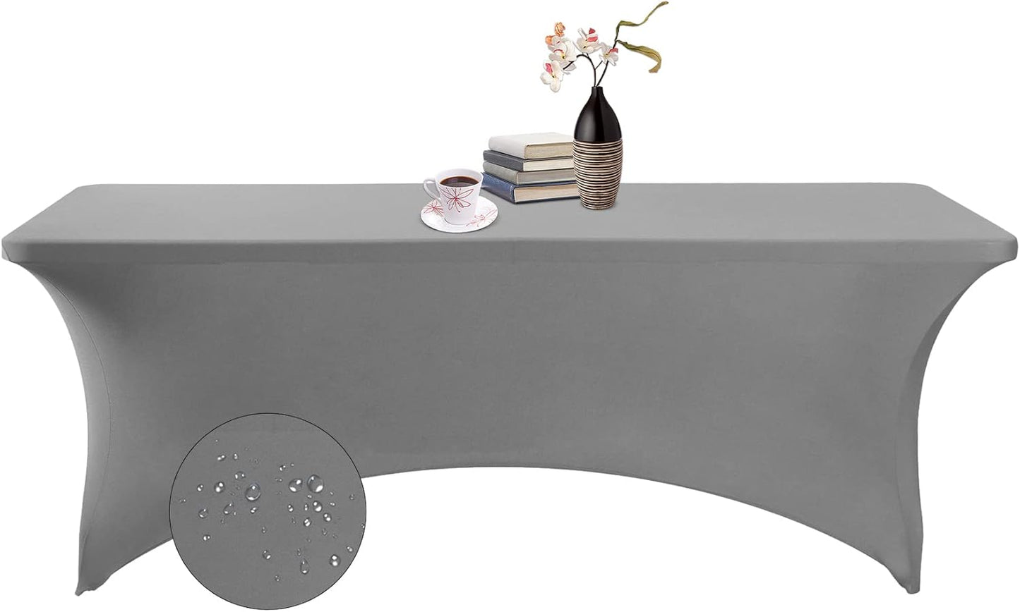 Spandex 8ft Waterproof Table Cover for Party,Wedding, Banquet, and Events(Gary)