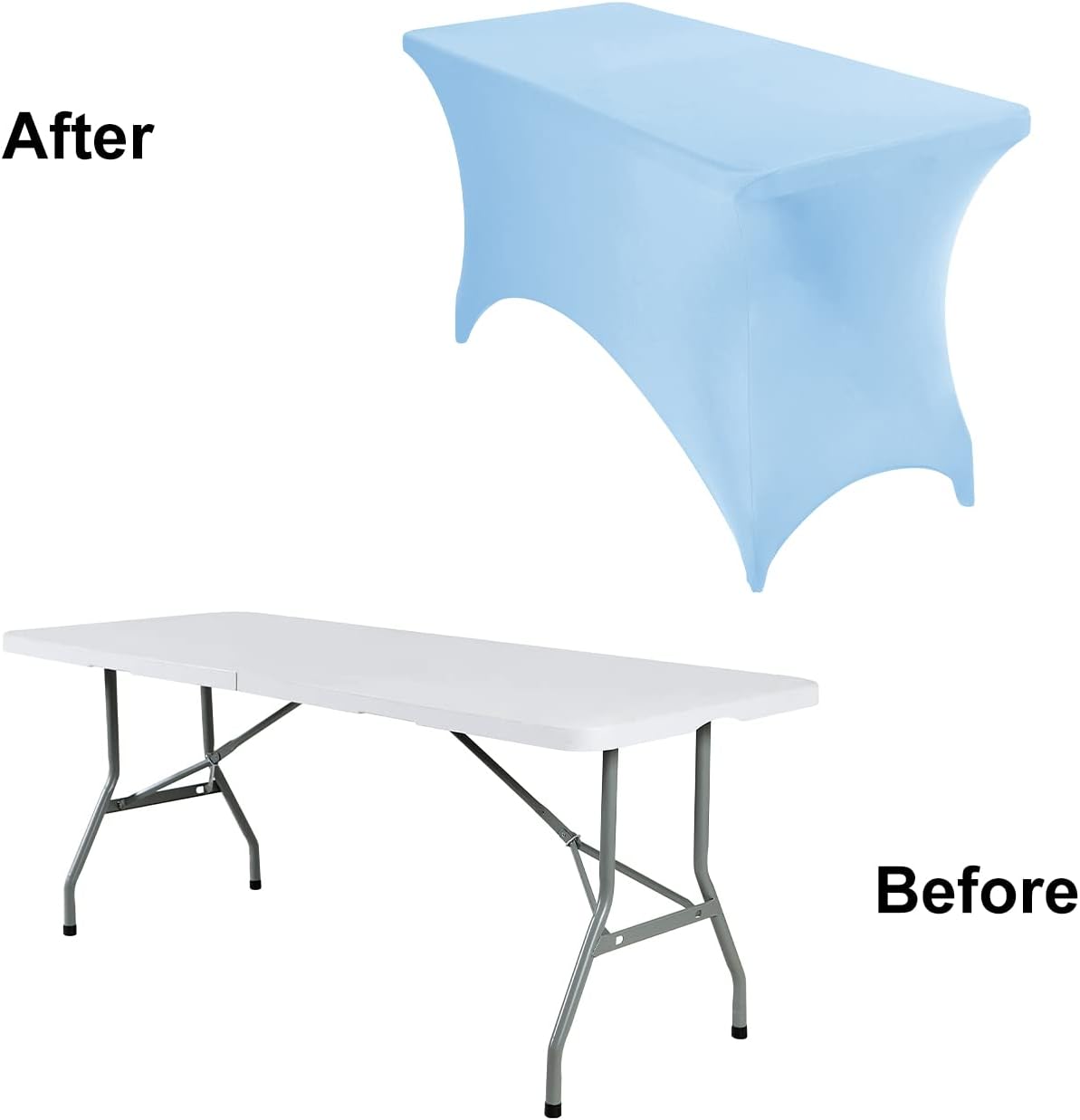 2Pack Spandex Waterproof Table Covers 4ft，Spandex 4ft Waterproof Table Cover for Party,Wedding, Banquet, and Events(Blue Mist)