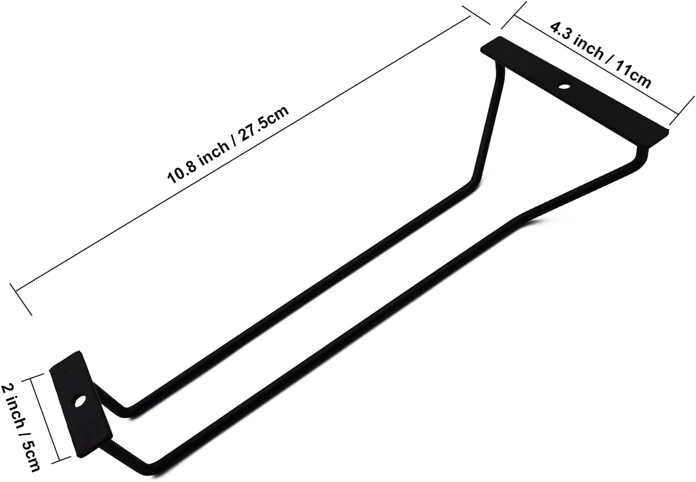 10.8 Inch Black Wine Glass Rack, Under Cabinet Wine Glass Holder Stainless Steel Stemware Rack - Hanging Stemware Holder for Cabinet Kitchen Bar, Set of 4