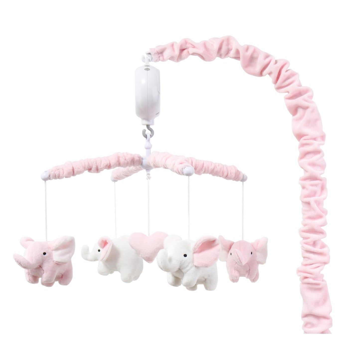 The Peanutshell Crib Mobile for Girls - Soft Pink Musical Baby Crib Mobile with 12 Lullabies, Cute Elephant Baby Pink Elephant Nursery Decor