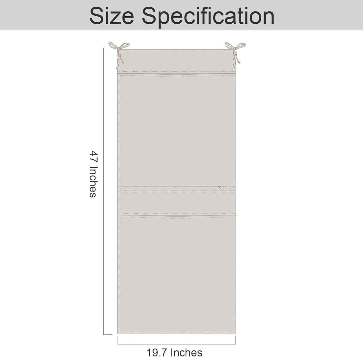 100% Linen Hanging Laundry Bag with 2 Compartments, Over the Door Laundry Hamper, Dirty Clothes Space Saving Organizer 19.7 x 47 Inches, Linen