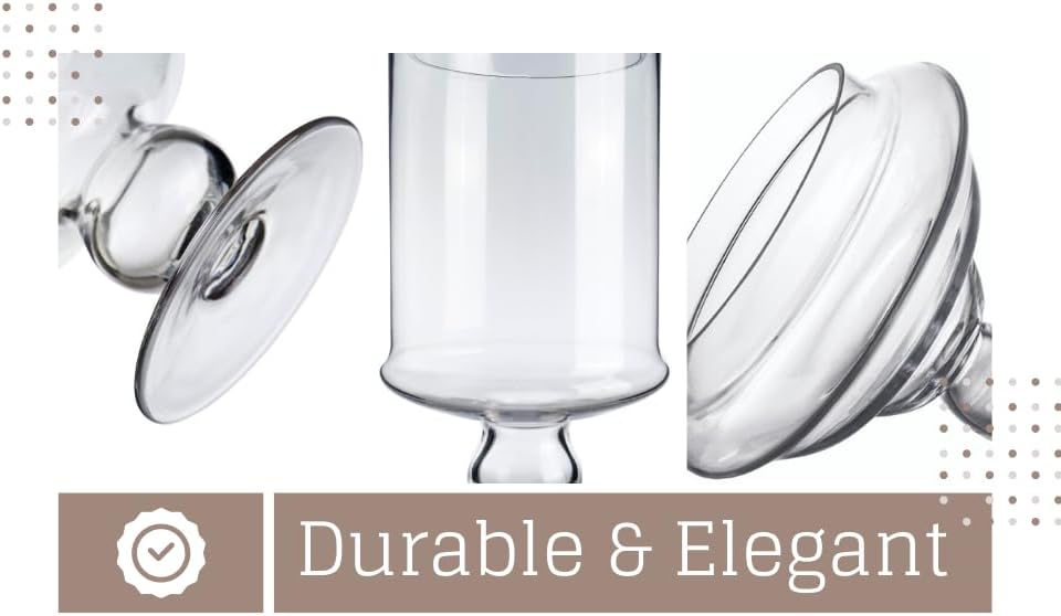Diamond Star Clear Glass Apothecary Jar Decorative Candy Buffet Jars Elegant Glass Storage Containers (Height: 15" Body: 6.5")