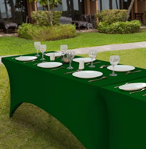 Utopia Kitchen 6FT Spandex Tablecloth [1 Pack, Emerald Green] 200 GSM Stretch, Fitted, Washable and Wrinkle Resistant Table Cloth Rectangle Cover for Trade Shows, Wedding, Parties [72Lx30Wx30H Inch]