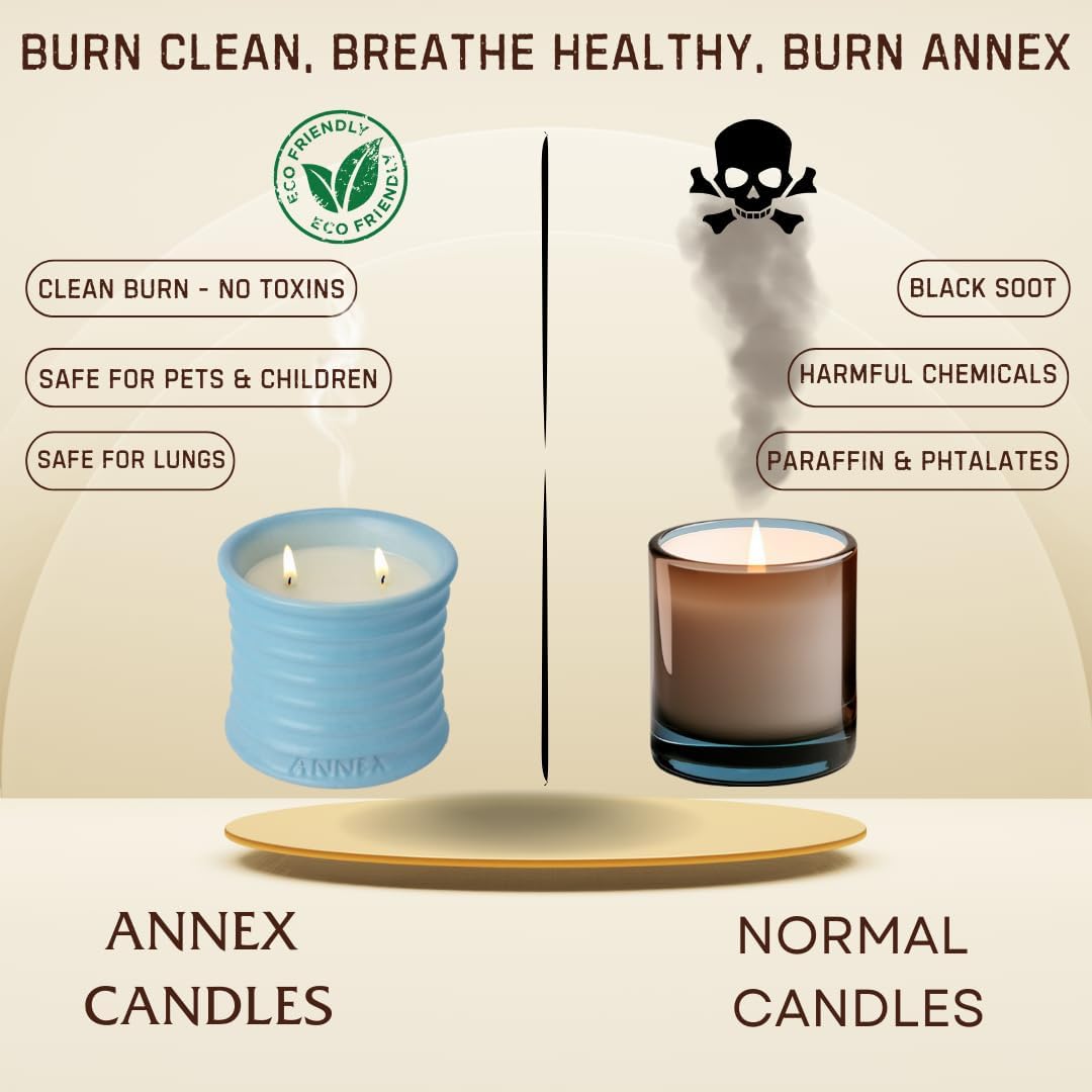 Scented Luxury Candles in Handmade Ceramic Jars, Soy Wax | Day On The Sea – Cypress & Cedar, Large Candle | Non Toxic, 2 Wicks, Reusable Big Blue Jar | Natural Spring Aromatherapy for Women & Men