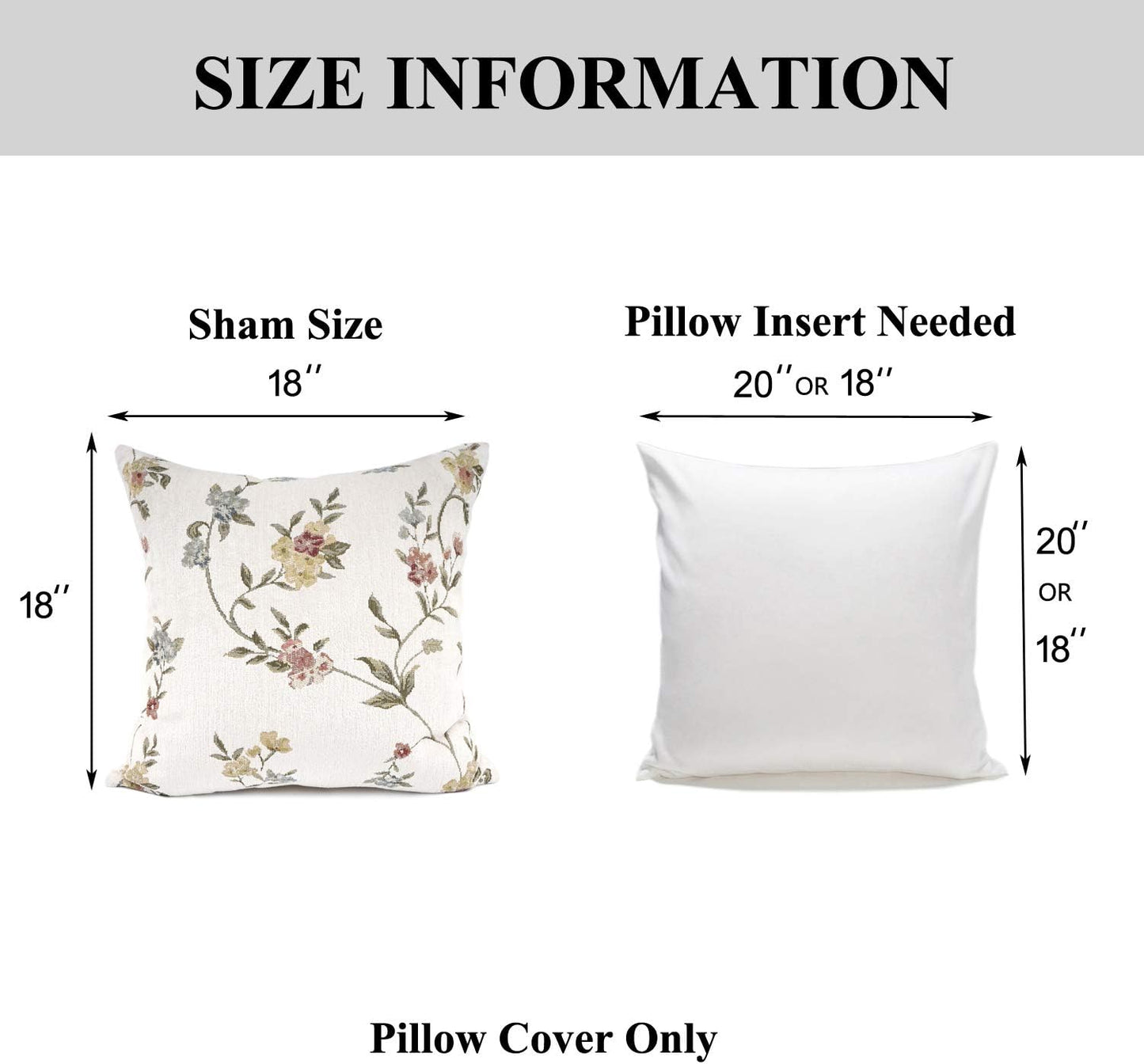 YOUR SMILE Embroidery Jacquard White Floral Leaf Pattern Square Decorative Throw Pillow Case Cushion Cover,18x18 inch