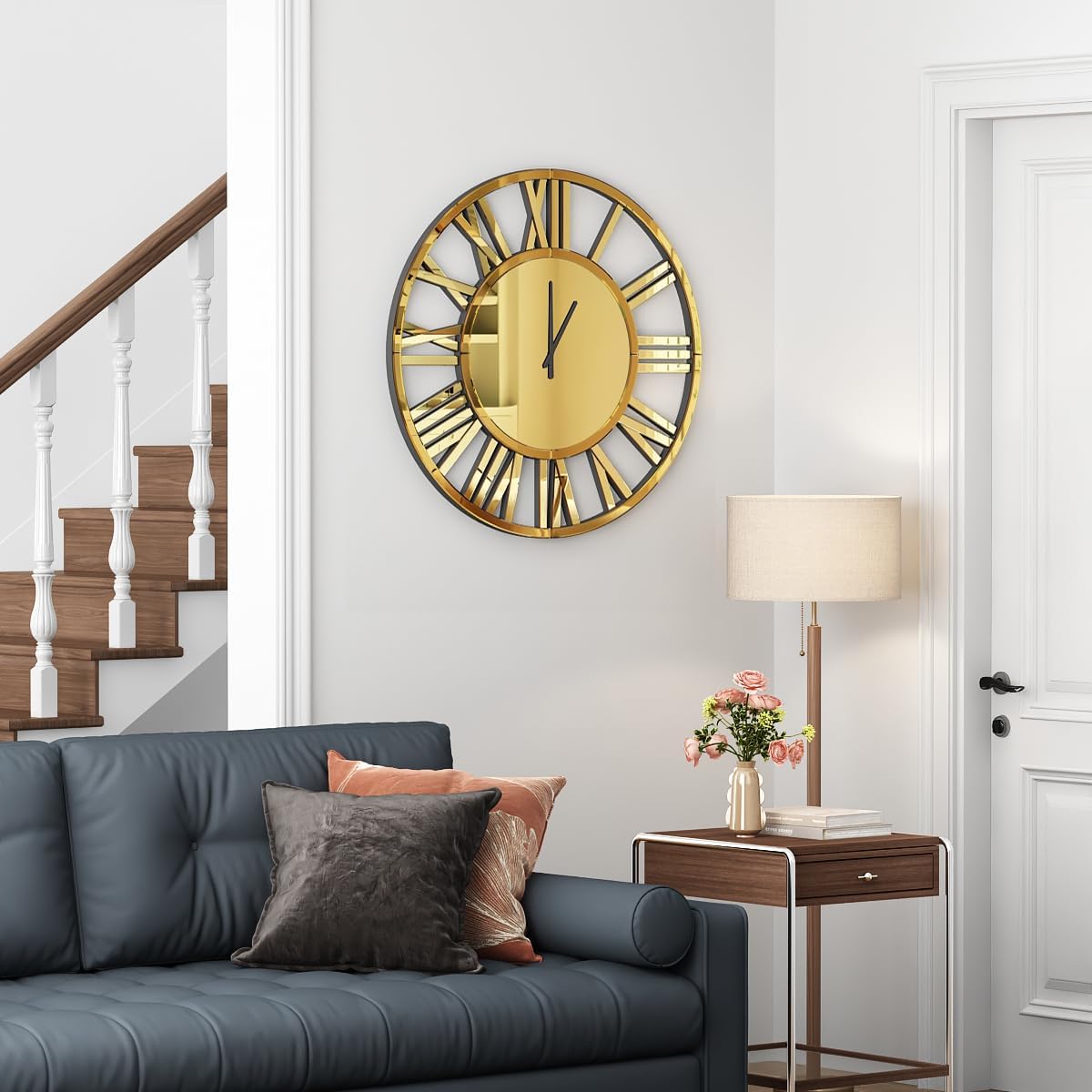 SHYFOY Large Wall Clock Decorative, 39" Oversize Clock for Wall Decor Mirrored Finishing, Luxury Modern Living Room Home Decor, Battery Operated Office Clocks Easy to Hang