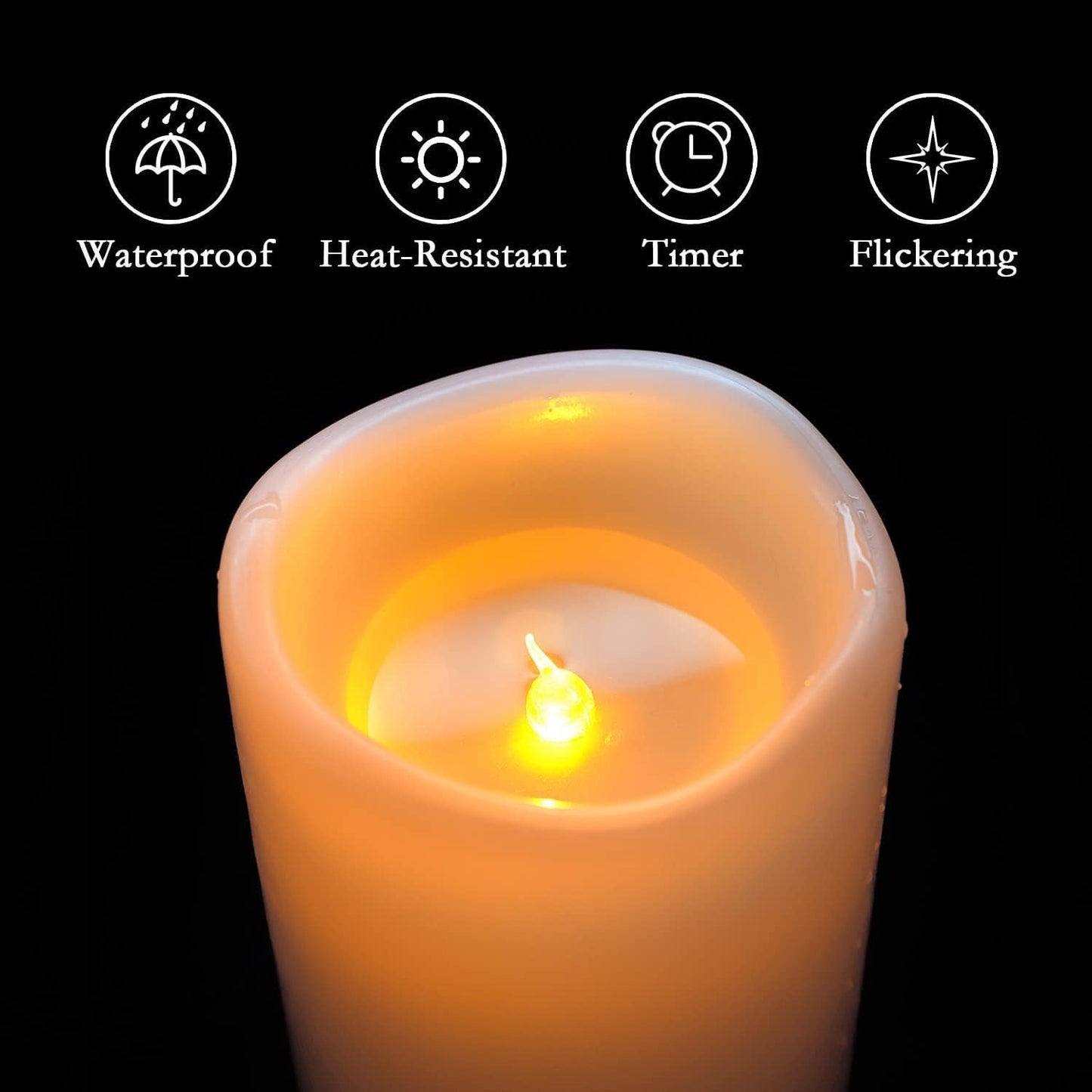 Homemory 6" x 4" Large Waterproof Outdoor Flameless Candles with Remote Control and Timer, Battery Operated Flickering LED Pillar Candles for Indoor Outdoor Lanterns, Porch, Long Lasting, Set of 4
