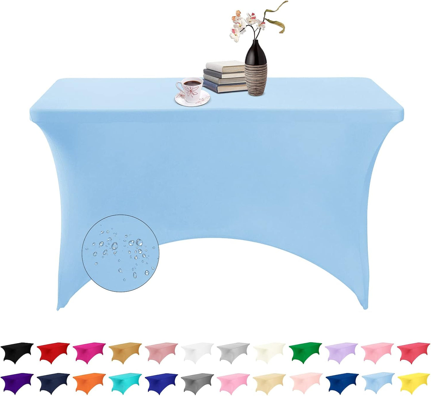 Spandex 4ft Waterproof Table Cover for Party,Wedding, Banquet, and Events(Blue Mist)