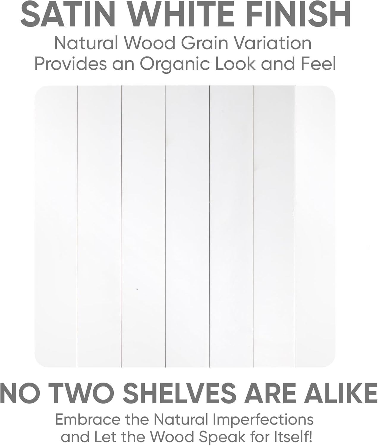 Homeforia White Floating Shelves 42 inch, High End Solid Real Wood 42inch Floating Shelf for Wall Mounted, White Wooden 42in Long Floating Shelves, Heavy Duty Bracket, 42 X 6.5 X 1.75 inches, Set of 2