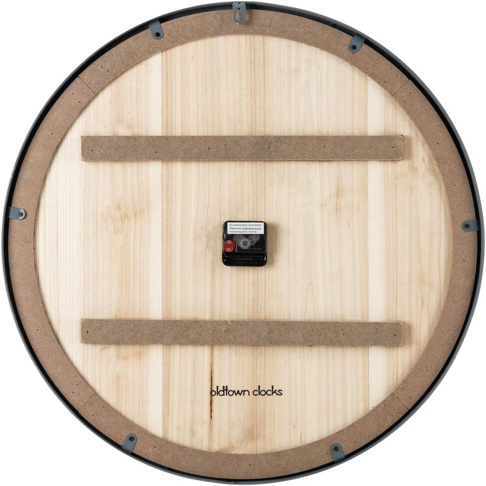 Oldtown Farmhouse Metal & Solid Wood Noiseless Wall Clock (Whitewash, 24-inch)