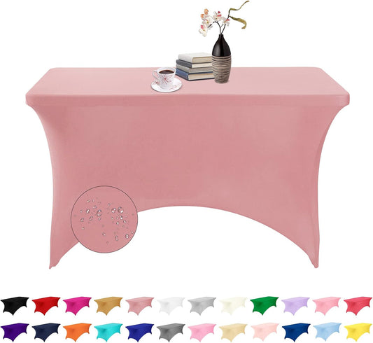 Spandex 4ft Waterproof Table Cover for Party,Wedding, Banquet, and Events(Dusty Pink)
