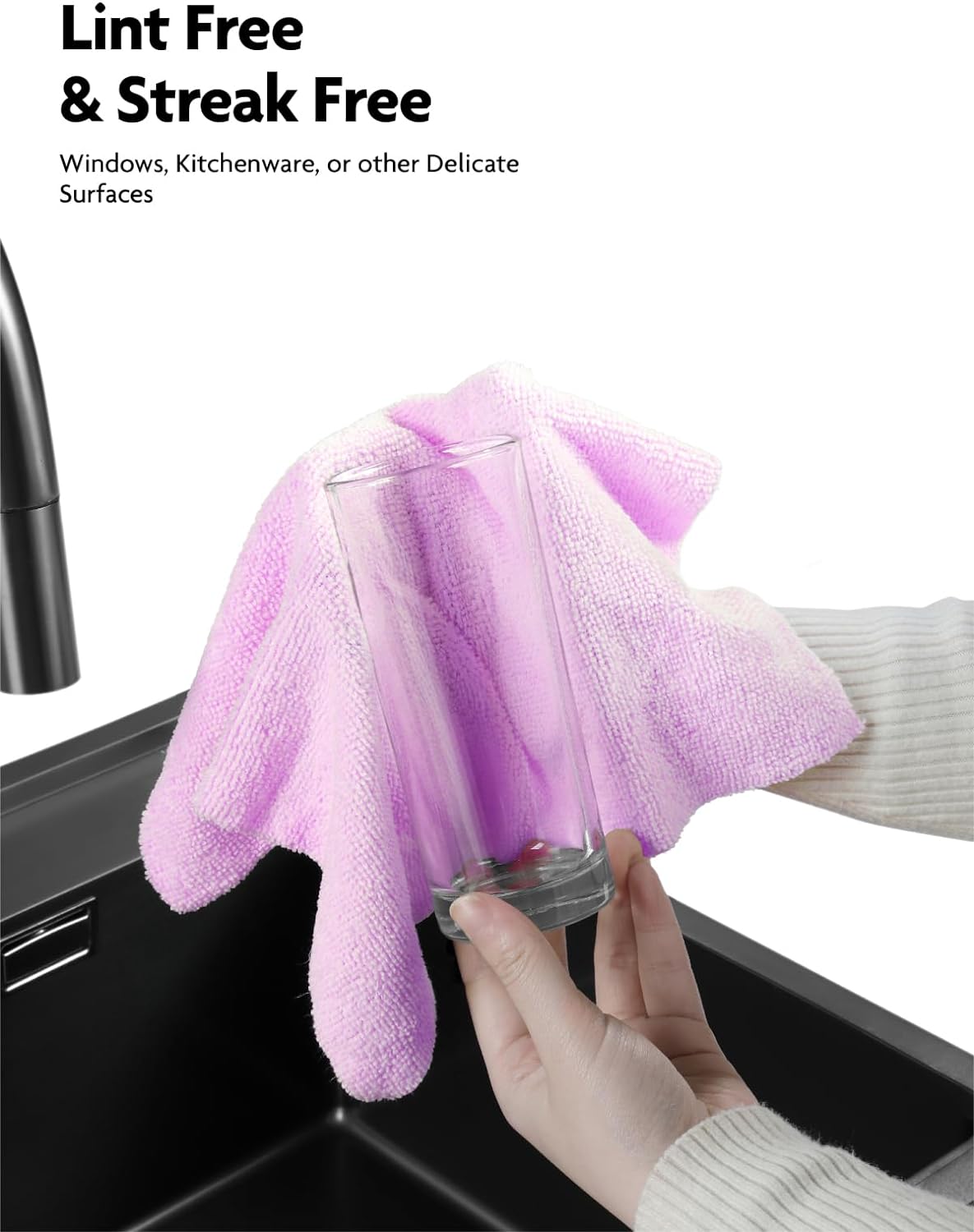 Fantasticlean Microfiber Cleaning Cloth Roll -75 Pack, Tear Away Microfiber Towels, 12" x 12", Reusable, Washable, Scratch Free, Ultra Absorbent Dish Rags for Car, Home, Garage or Shop (Purple)
