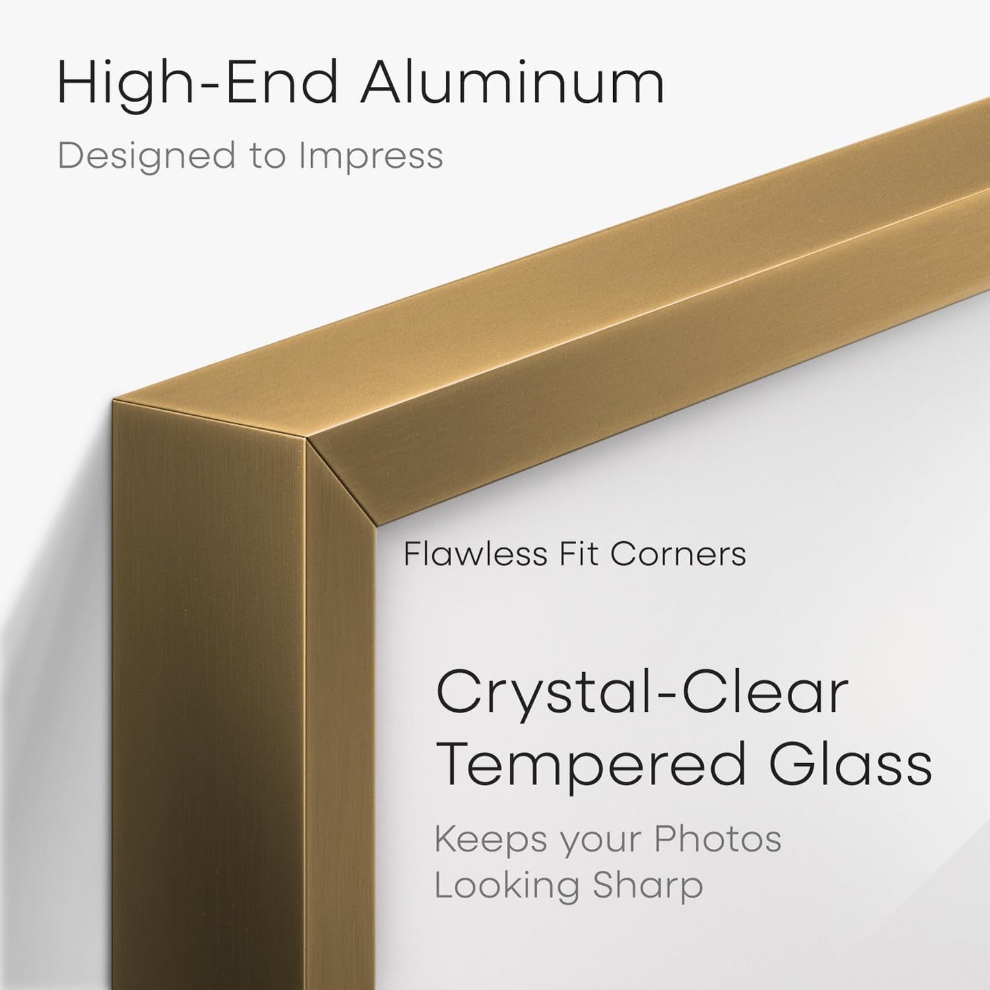 Homeforia 24x24 Picture Frame Bronze, High End Metal 24 x 24 Large Square Poster Frames with Mat 20 by 20 inch Photo, 24by24 Thin Brass Frames Matted to 20x20 Print, Tempered Glass, Wall Kit, Set of 1