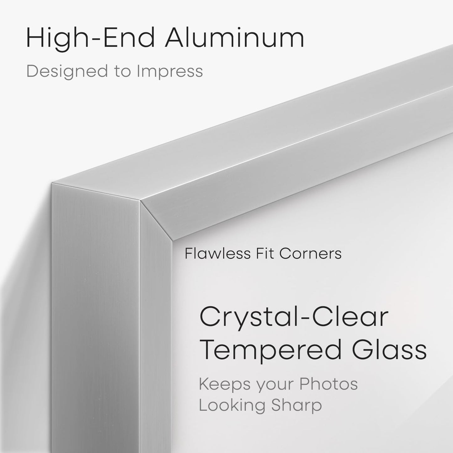 Homeforia 8.5x11 Picture Frame Silver, High End Metal 8.5 x 11 Poster Frames with Mat 6 by 8 Photo, 11x8.5 Frame Matted to 6x8 Print, 8.5by11 Wall or Tabletop Frame, Tempered Glass, Wall Kit, Set of 1