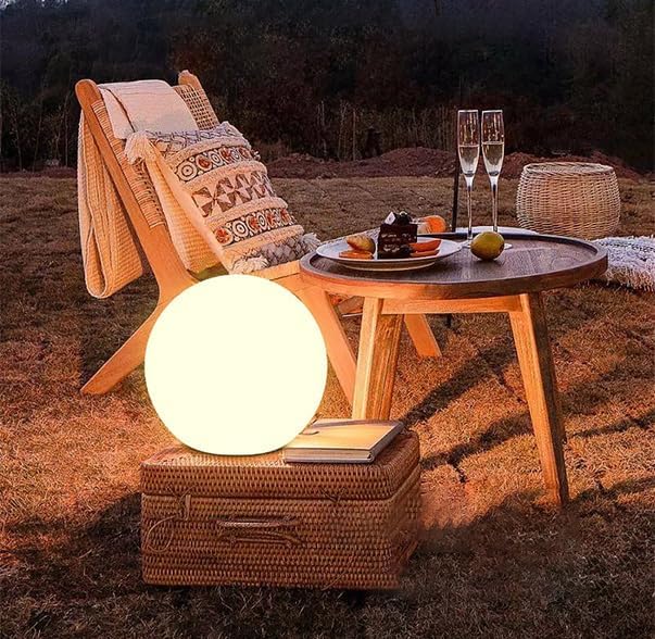 10 In LED Globe Light w/Remote, 16 RGB Colors 4 Modes & 8 Dimmable Brightness LED Ball Light Sphere Lamp, Rechargeable Orb Night Light Waterproof Outdoor Globe Lamp for Home/Yard/Lawn/Party/Pool Decor