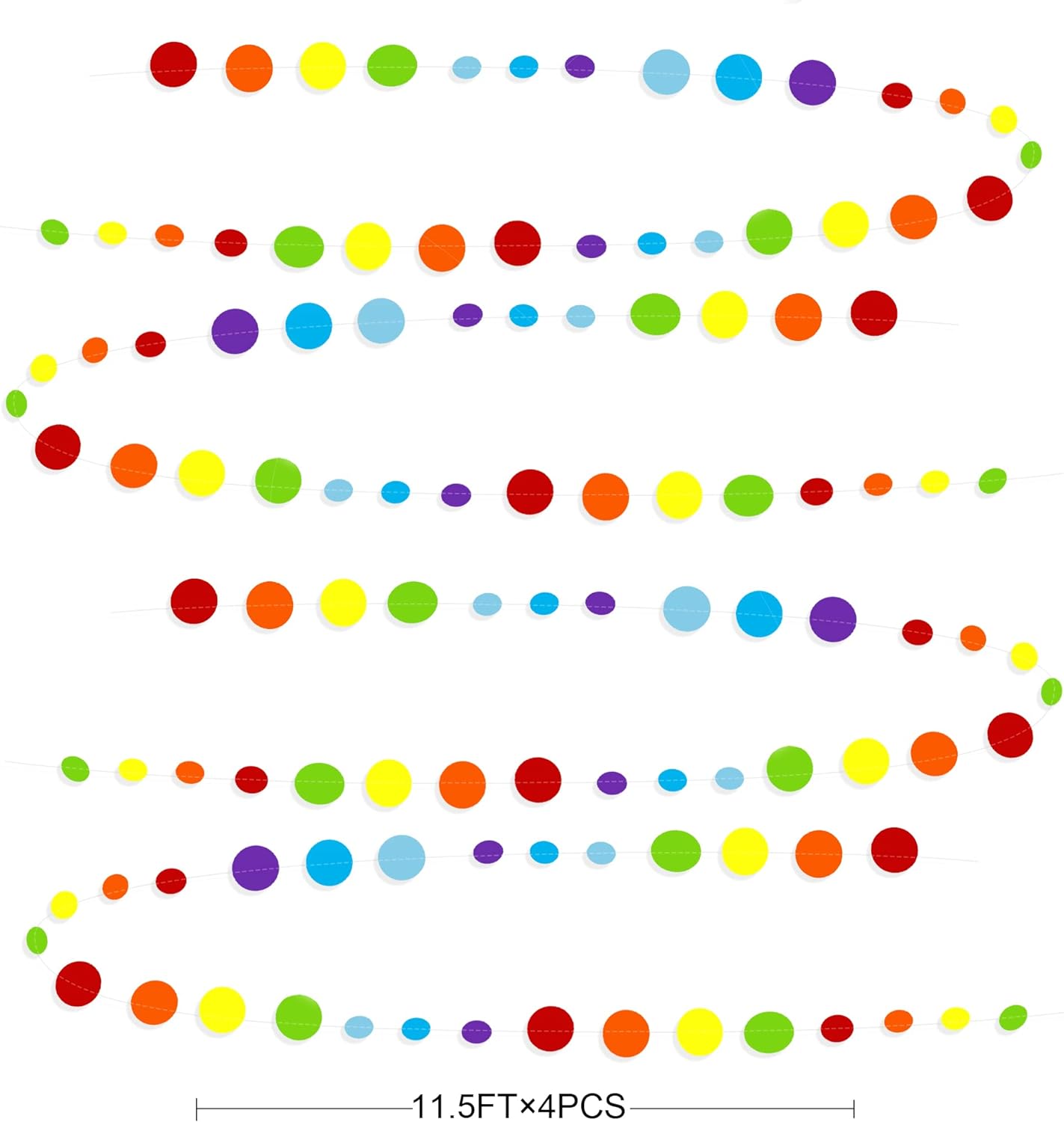 46Ft Rainbow Garland Colorful Circle Dots Hanging Paper Streamer Backdrop Multi Color Polka Dot Banner for Birthday Bachelorette Engagement Wedding Bridal Baby Shower Fiesta Party Decorations Supplies
