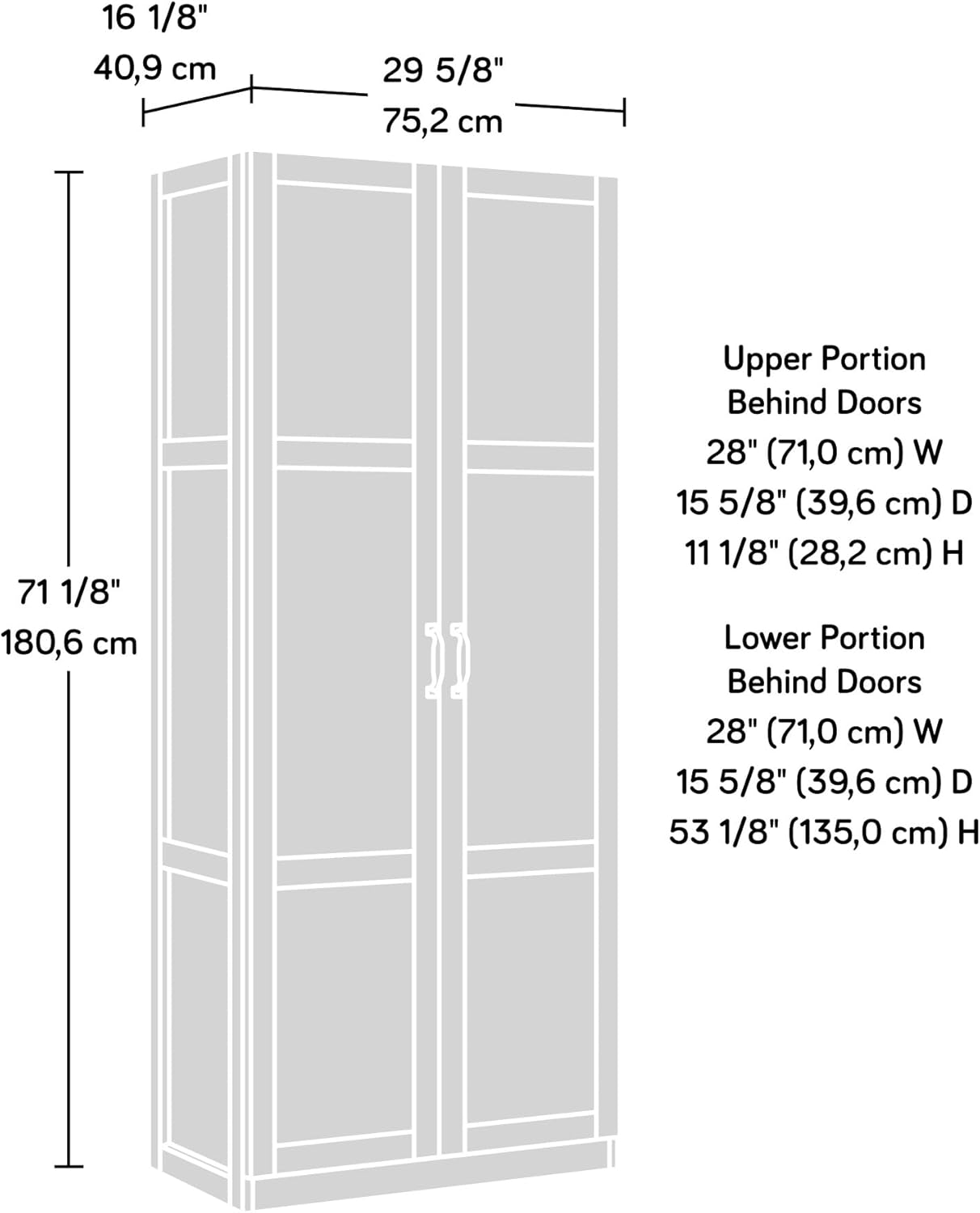 Sauder Tall Storage Cabinet, Black, 4 Adjustable Shelves, Multi-Room Use