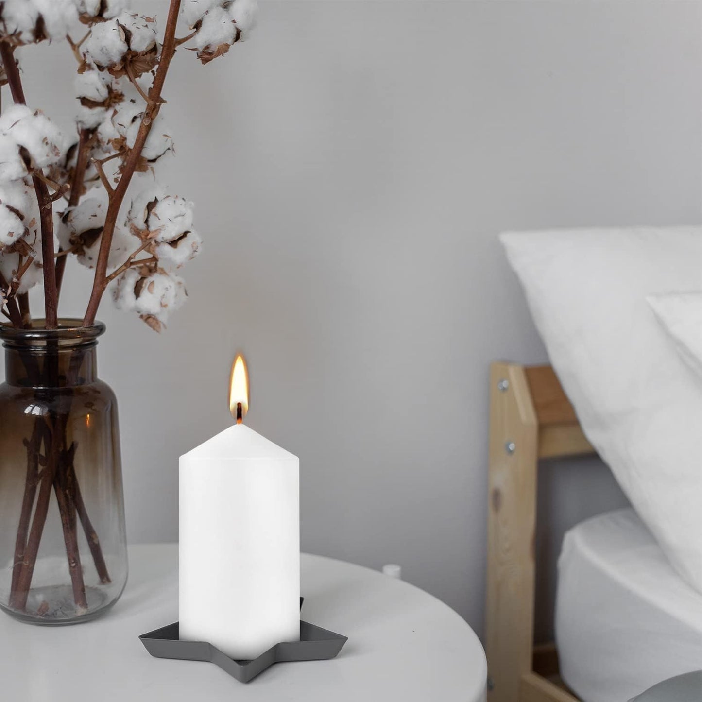 20 Pcs Bulk Long Burning Wax Pillar Candles 2" x 4" Dripless Unscented Smokeless for Wedding Party Spa Lantern Fireplace Home(White)