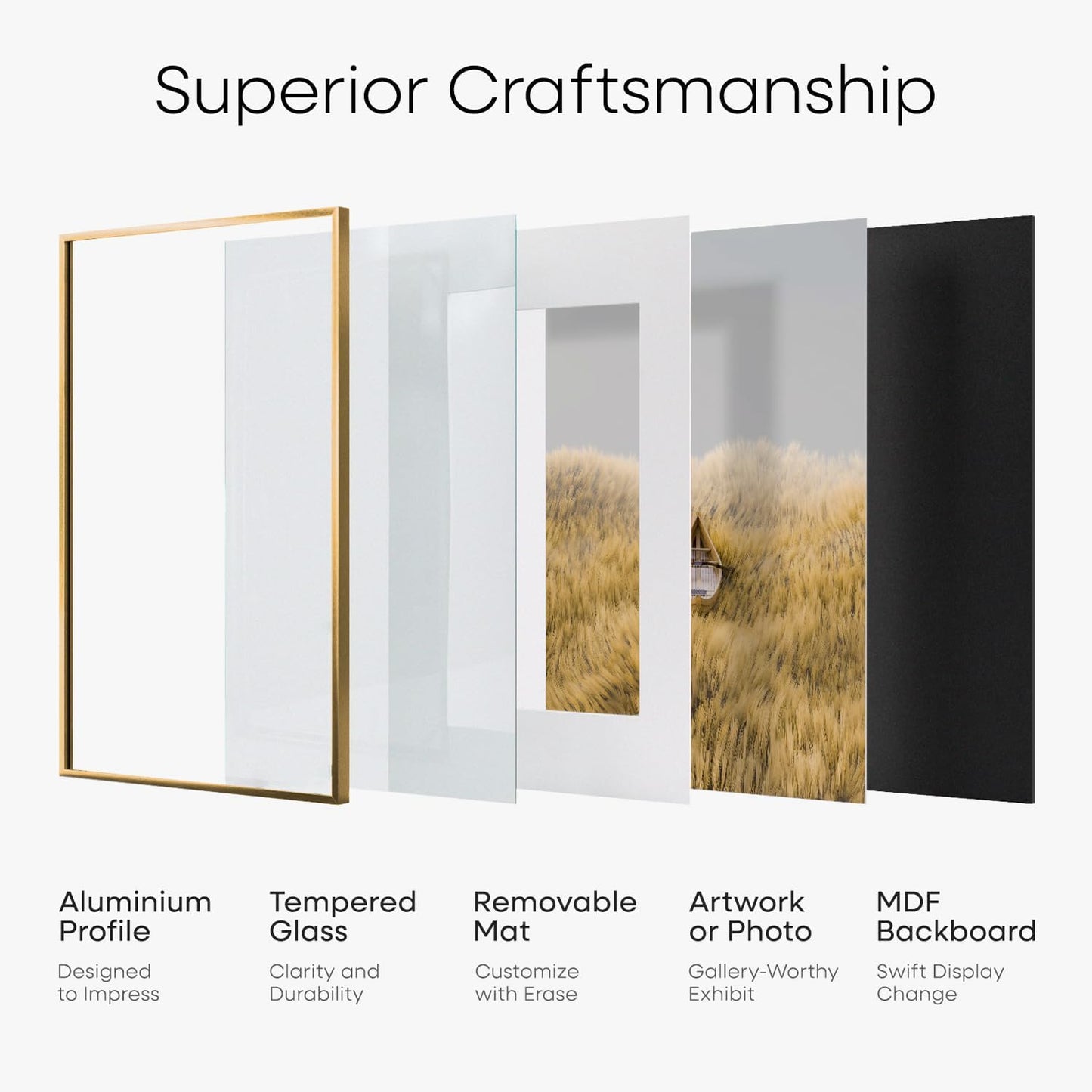 Homeforia 8x8 Picture Frames Bronze, High End Metal 8 x 8 Square Photo Frame with Mat 6 by 6, 8x8 Brass Frame Matted to 6x6 inch Print, 8by8 Wall or Tabletop Frames, Tempered Glass, Wall Kit, Set of 1