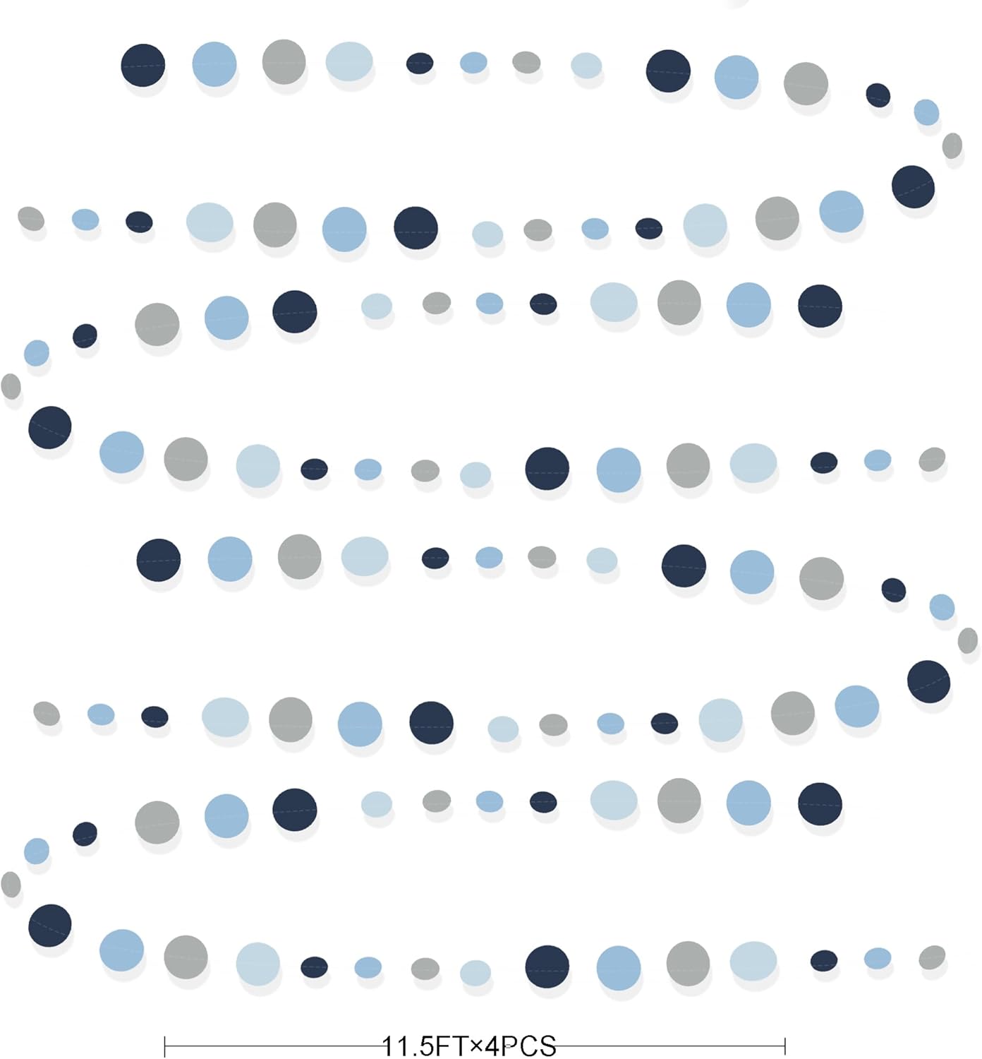 Dusty Blue Party Decorations Navy Blue Circle Dots Garland Gray Blue Hanging Paper Polka Dot Streamer for Wedding Baby Shower Engagement Bridal Shower Birthday Graduation Nautical Theme Party Supplies
