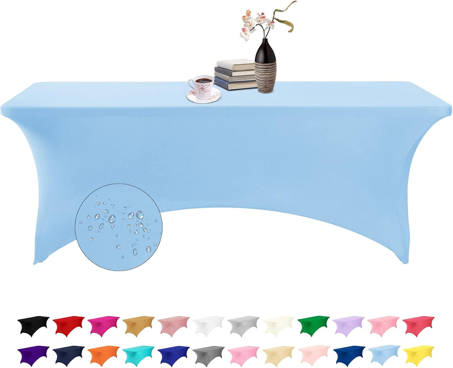 Spandex 8ft Waterproof Table Cover for Party,Wedding, Banquet, and Events(Blue Mist)