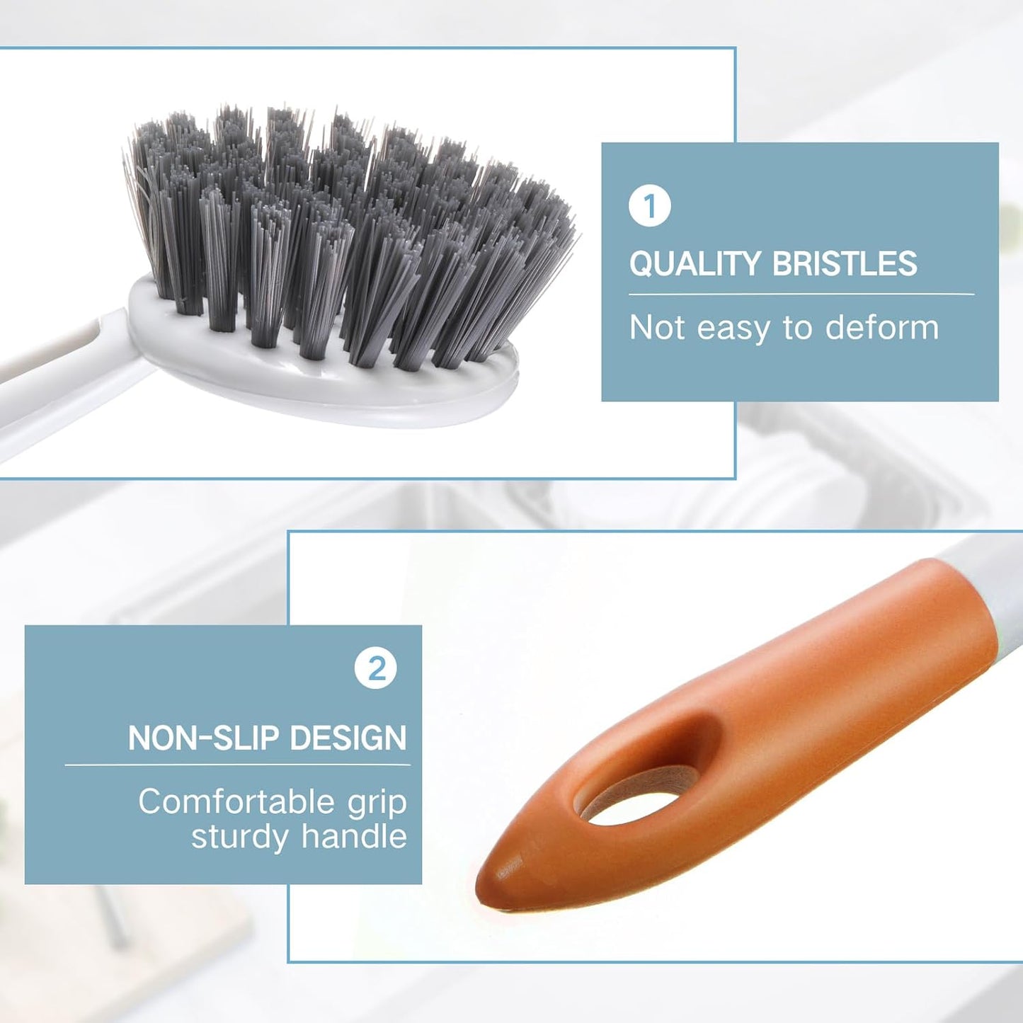 Patelai 12 Pack Kitchen Scrub Dish Brush with Long Handle Dish Scrubber with Stiff Bristles Scrub Brushes for Kitchen Dishes Washing Tools, Pots, Pans and Sink Cleaning (Multicolor)