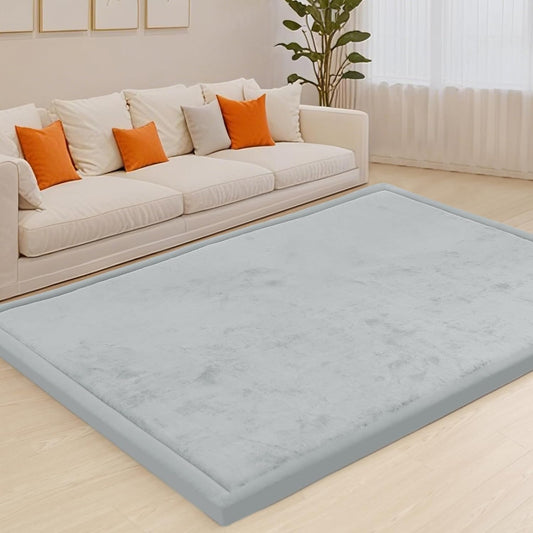 ACOMOPACK Baby Play Mat for Floor,1.3" Thick Memory Foam Area Rug for Living Room,Soft Velvet Crawling with Non-Slip Bottom for Kid,Toddler,59"×71" Tummy Time Nursery Rugs,Yoga（Light Grey）