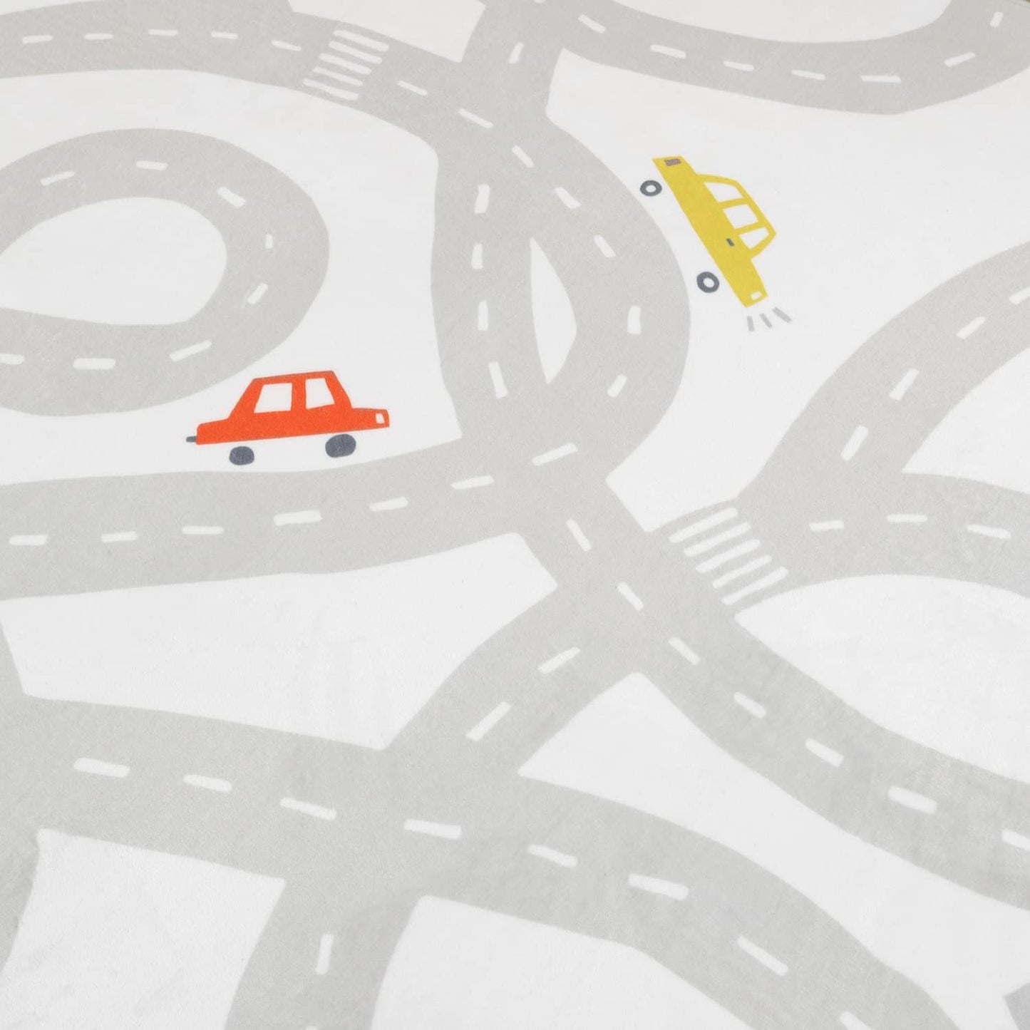 STARUIA Road Traffic Kids Rug Children Playing with Cars Playmat 4x6 Ft, Washable Play Carpet for Kids Playroom, Non-Slip Have Fun Safe Baby Nursery Rug for Toddler Boy's Bedroom Game Room Grey