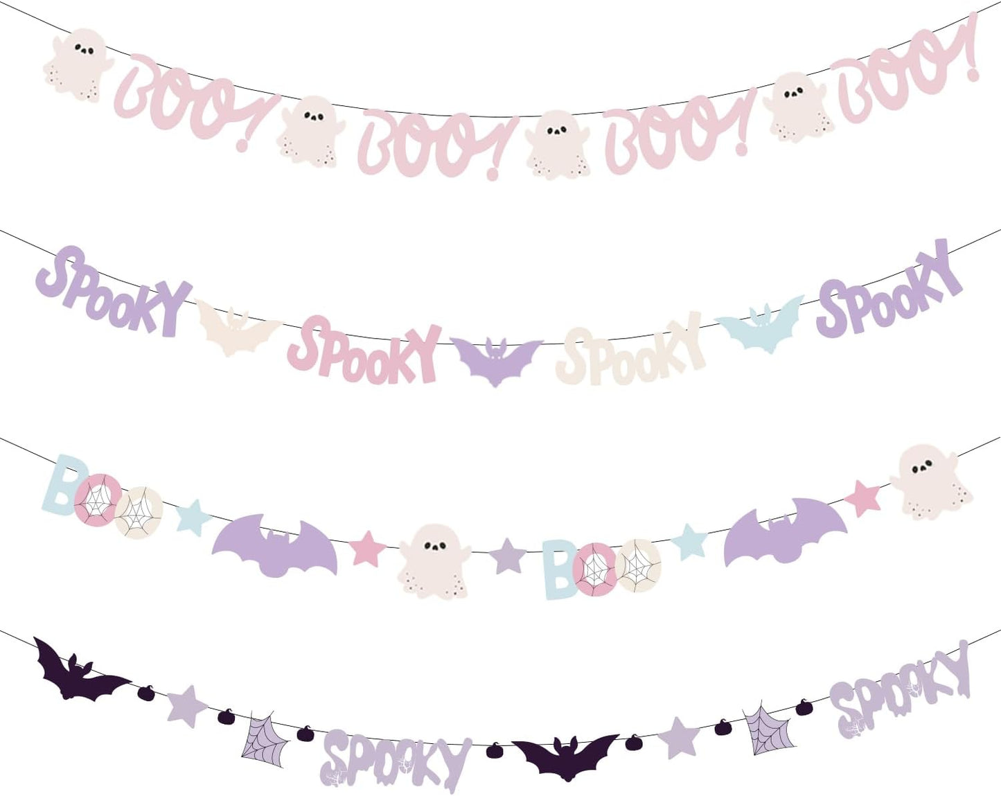 Pastel Halloween Decorations Garland, Cute Bat Boo Ghost Pastelween Banner Pastel Halloween Spooky Garland for Kids Hallo ween Baby Shower Birthday Decorations Home Classroom