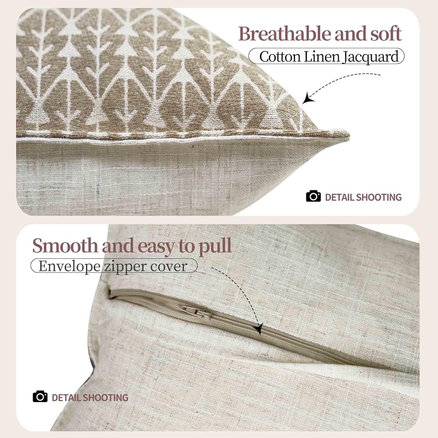 makkey Floral Throw Pillow Covers 18X18 Farmhouse Block Print Pillow Covers Decorative Pillow Covers Couch Pillows for Living Room Vintage Accent Sofa Pillows Set of 2