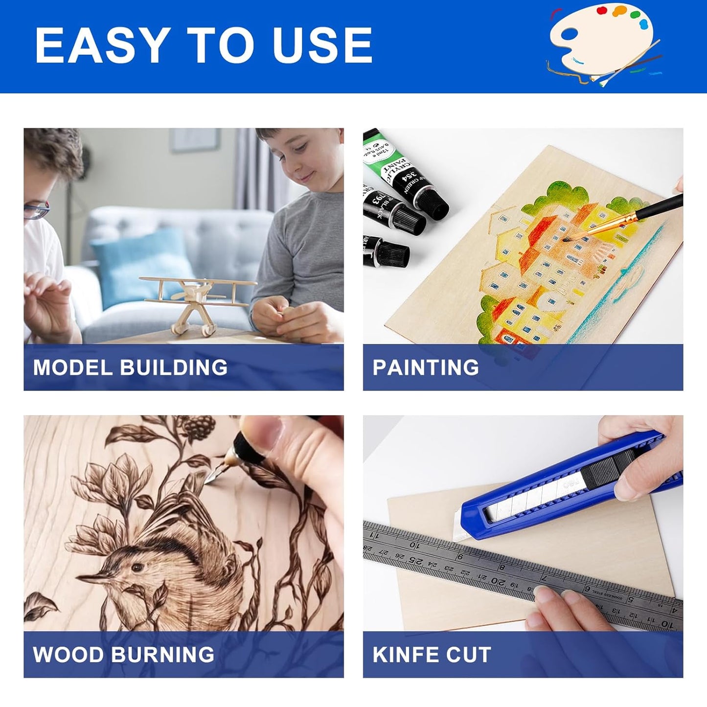 10 Pack 16x16x1/8 Inch Basswood Sheets, Large Size Basswood for Laser Cutting & Engraving, Plywood Wood Board Unfinished Wood Sheets for Crafts, DIY Architectural Models, Wood Burning and Painting.