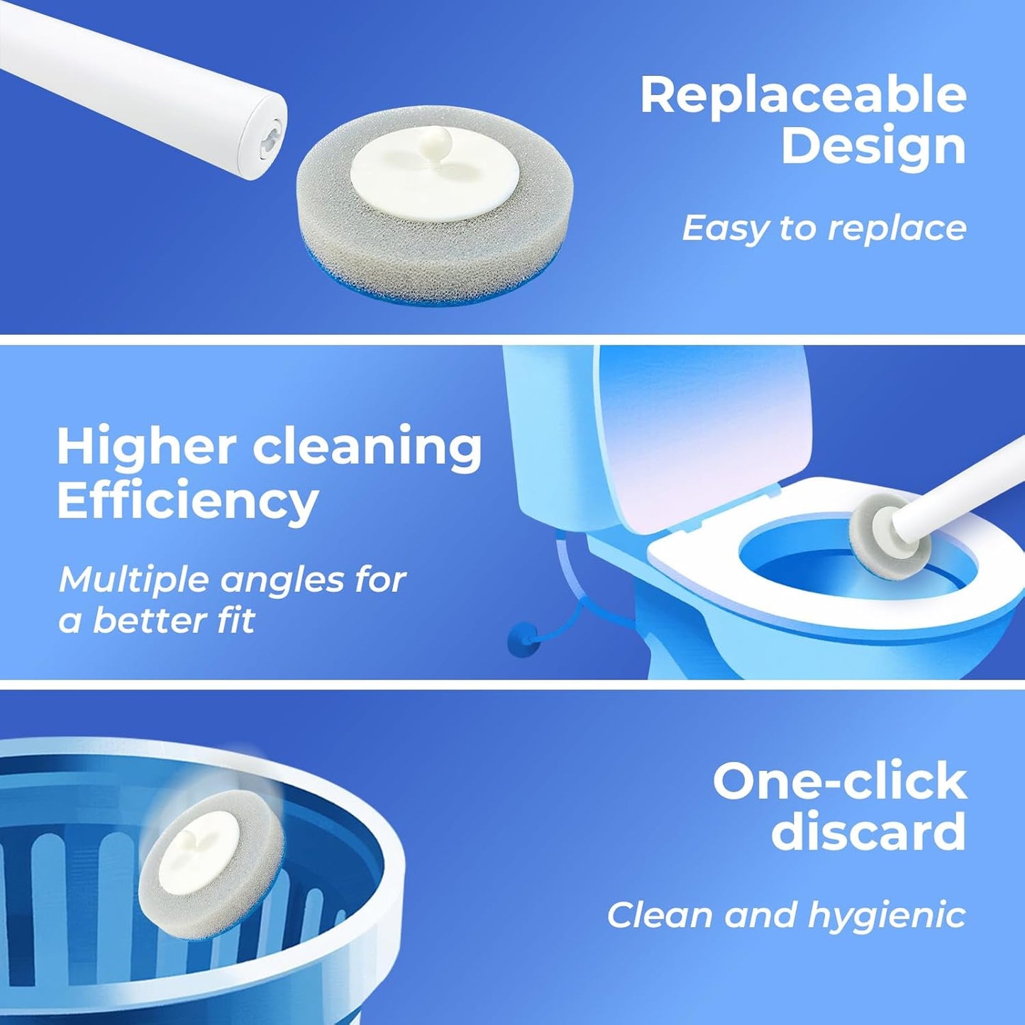 Disposable Toilet Brush&Holder with 18pcs Refills Pads, Toilet Cleaning Kit System,Toilet Bowl Cleaner Wand Holder and Set (24 Replacement Pads Refills)