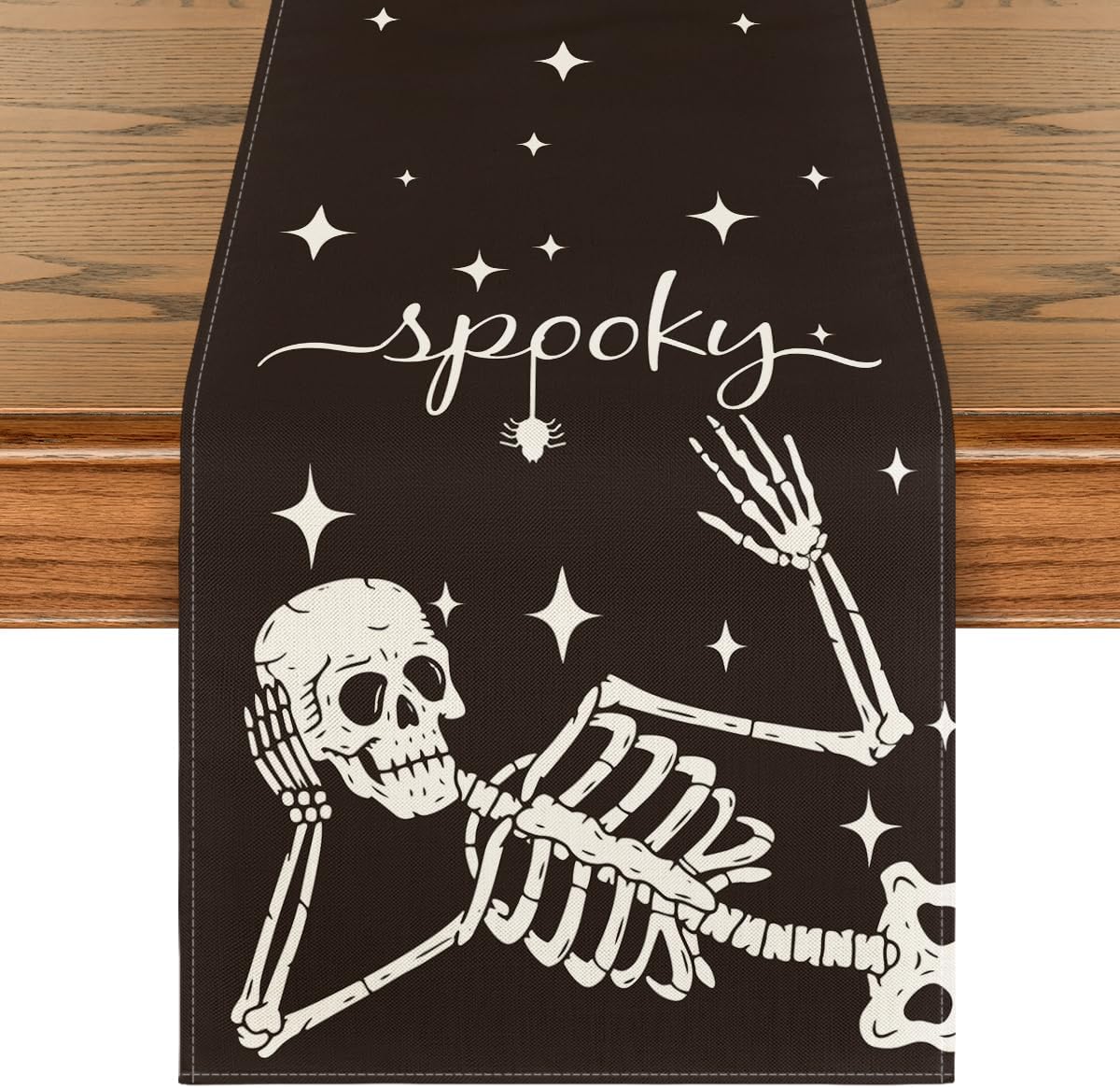 Artoid Mode Spooky Skeleton Spider Bone Halloween Table Runner, Holiday Kitchen Dining Table Decoration for Home Party Decor 13 x 36 Inch