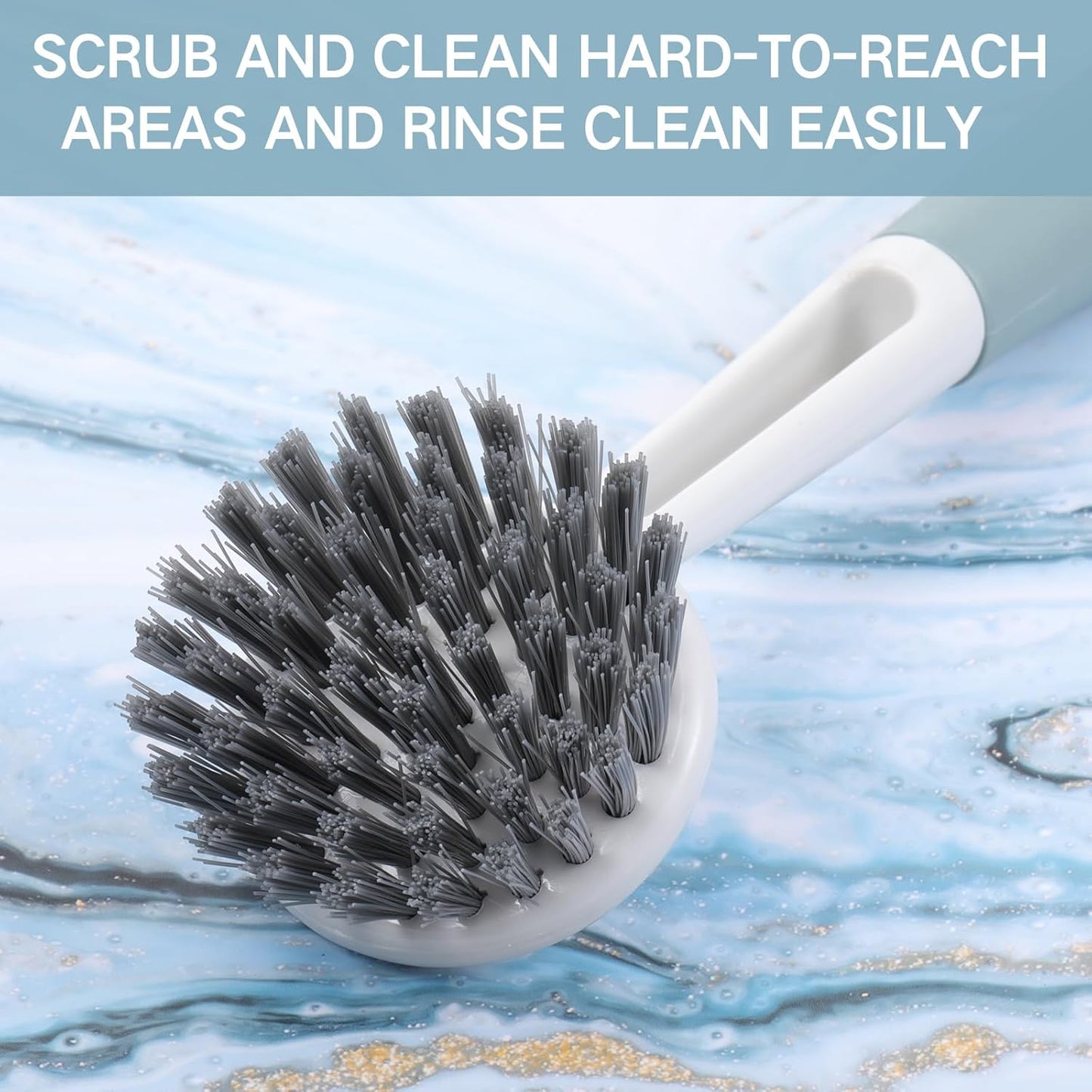 Patelai 24 Pack Kitchen Scrub Dish Brush with Long Handle Dish Scrubber with Stiff Bristles Scrub Brushes for Kitchen Dishes Washing Tools, Pots, Pans and Sink Cleaning (Celadon)