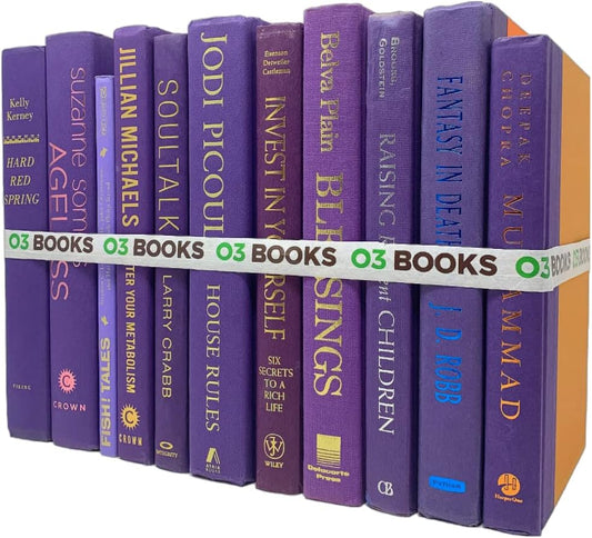 Curated Decorative Books Hardcover Décor Books For Home Décor, Choose Color, Interior Design, Office, Wedding Display, Instant Library, or Staging (Three Feet, Purple)