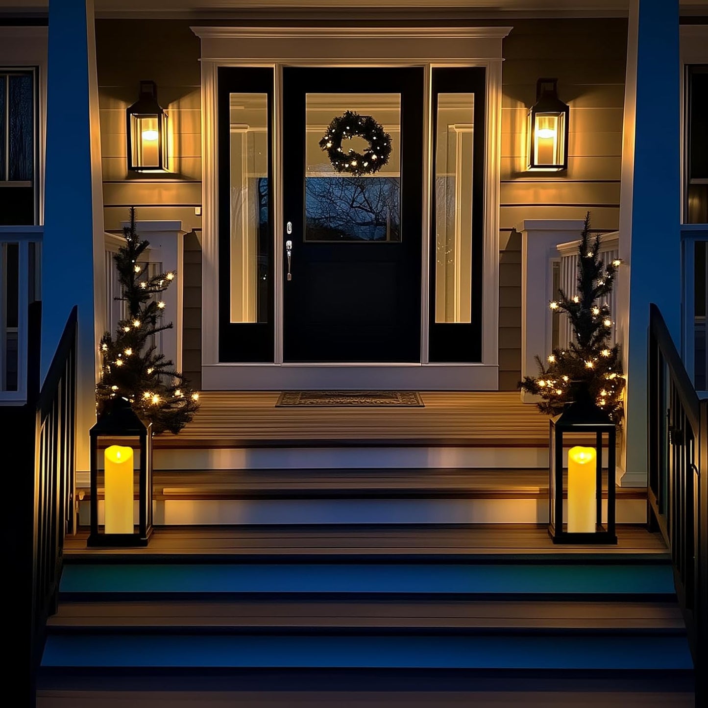 Homemory 4"x12" Outdoor Waterproof Flameless Candles with Timers and Remote Control, Battery Operated Candles, LED Plastic Candles, Dark Ivory, Set of 2