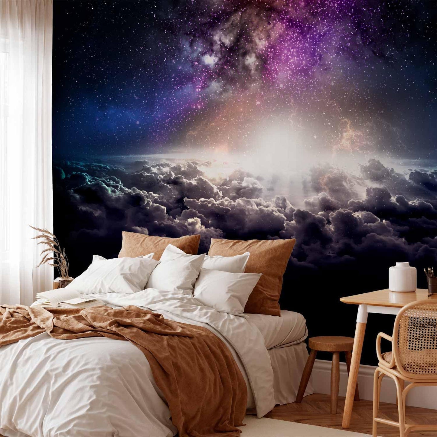 artgeist Wall Mural Galaxy 118x83 in - Non-Woven Wallpaper Fleece Wall Decor Photo Print Picture Image Design Home Mural Cosmos Sky Star Cloud Purple i-A-10009-a-a