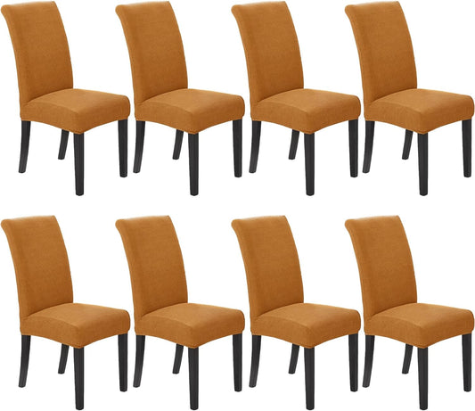 Howhic Stretch Chair Covers for Dining Room Set of 8, Removable Washable Dining Room Chair Covers, Dining Chair Slipcovers Seat Protector, Great Decor for Home and Banquet (Gold, 8 Pack)